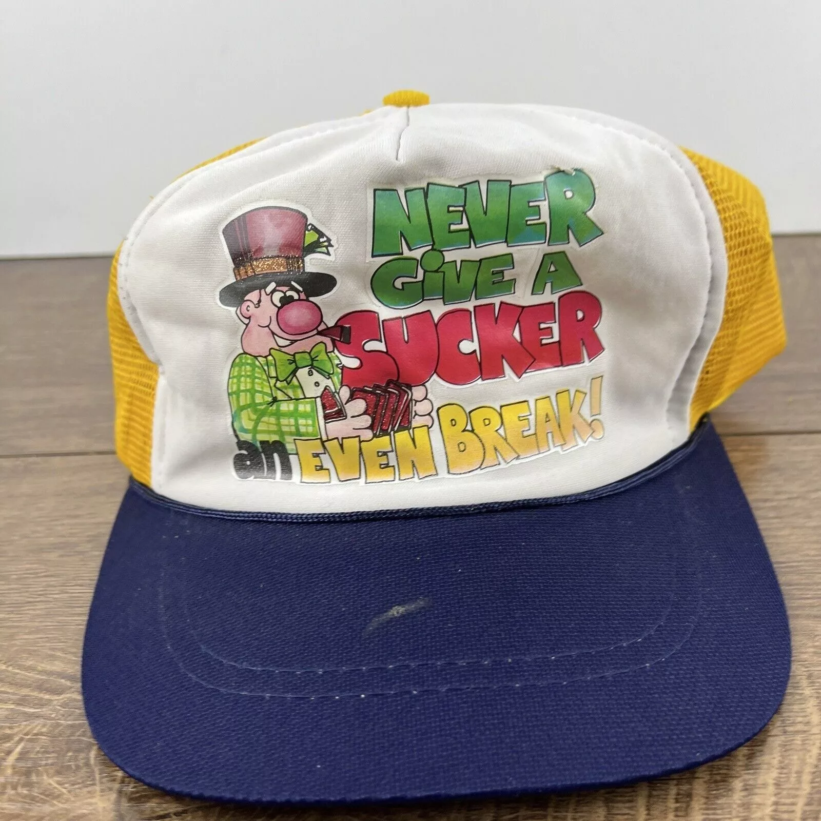 Other Hats Other Never Give a Sucker an Even Break Yellow Hat Adjustable Adul
