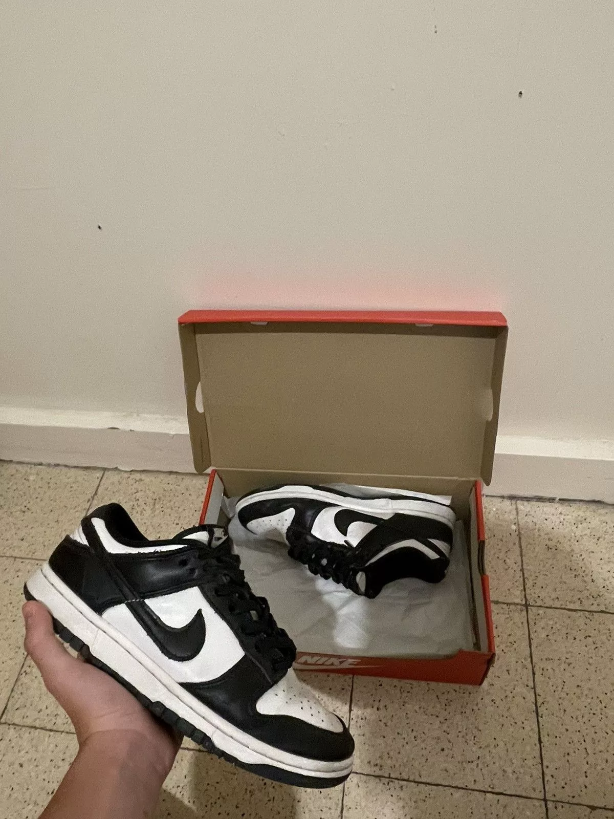 Nike Low Top Sneakers Nike dunk low black white panda used size 7.5 with box