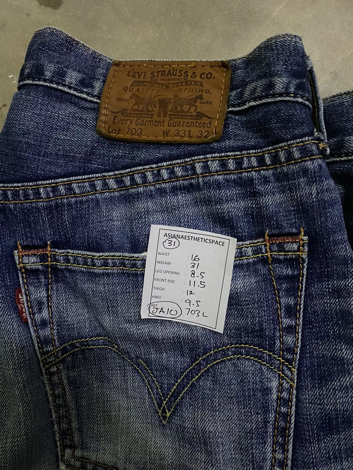 Levi's Denim Levi's Levis Strauss 703 Distressed Denim Blue Jean Mud Washed