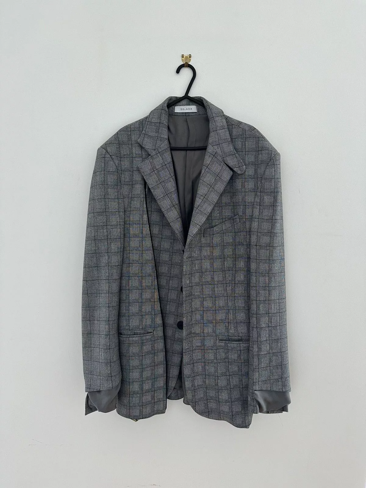 DELADA Blazers Delada Grey check split front wool Blazer Gray