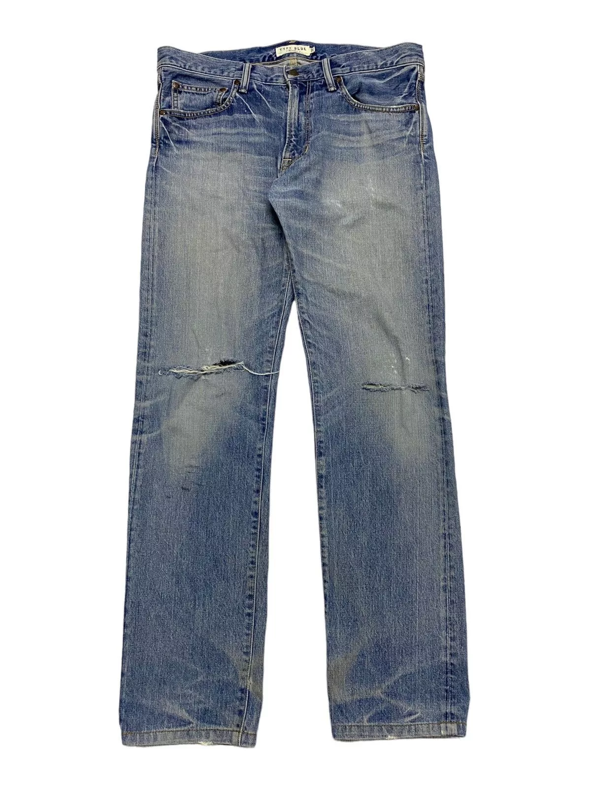 Avirex Denim Avirex × Japanese Brand Avirex Jean Distressed Light Blue Jean Whisker Honeycomb