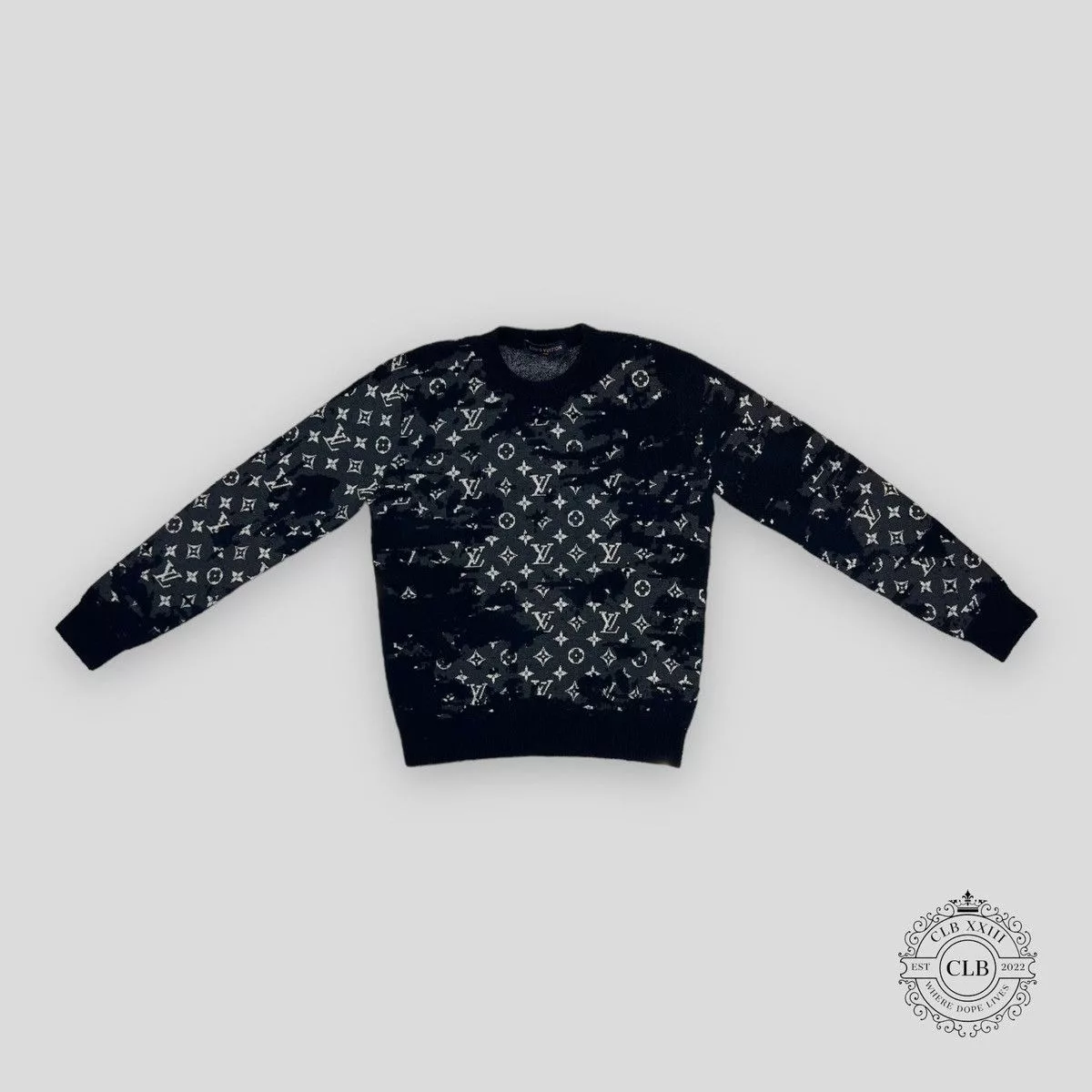 Louis Vuitton Sweaters Knitwear LOUIS VUITTON DISTRESSED FLOCK MONOGRAM LOGO Blue