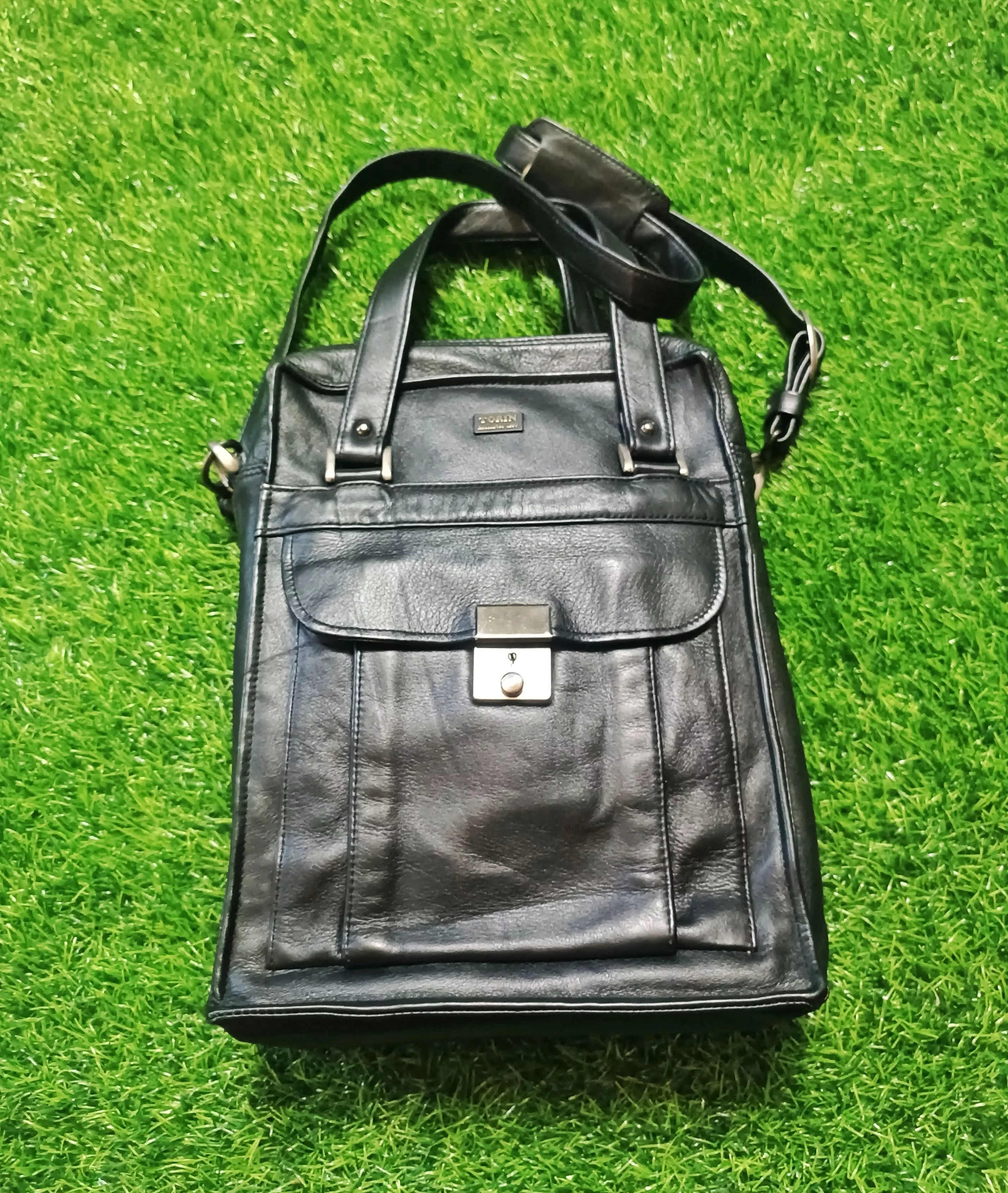 Leather Bags Luggage Leather × Vintage VINTAGE TORIN LEATHER TOP HANDLE SLING BAG Black
