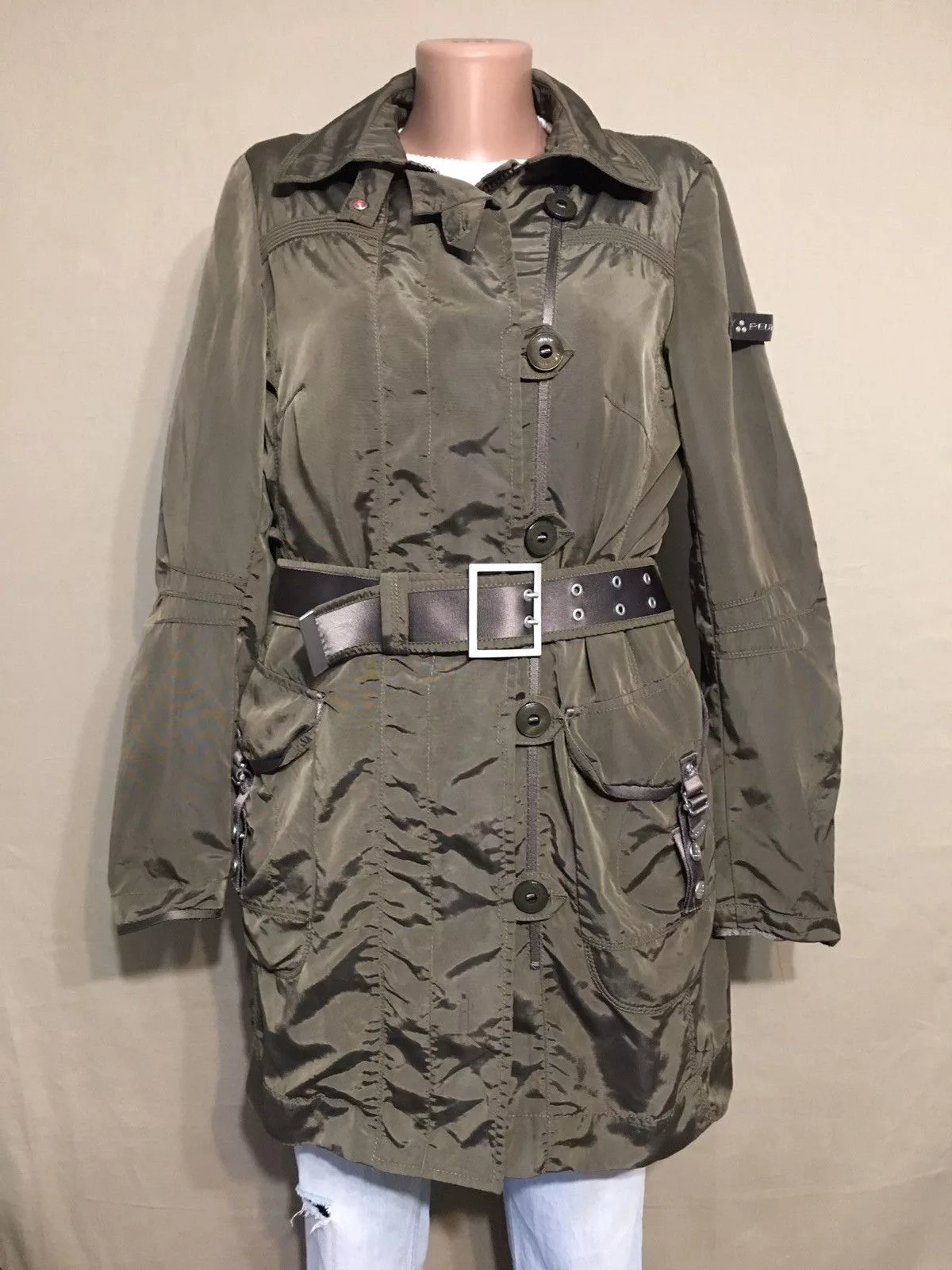 Designer Jackets Designer × Peuterey Peuterey Khaki Casual Womens Water Mill Jacket IT 44 Brown Luxury