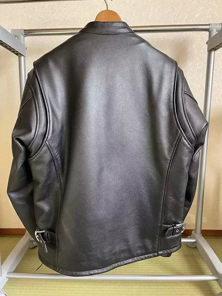 Kadoya Leather Jackets kadoyaStraight-pull collar leather coat Black