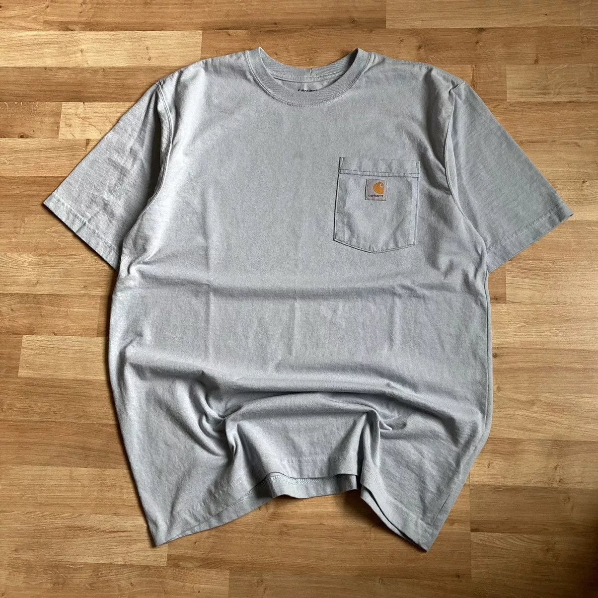Carhartt Short Sleeve T Shirts Carhartt × Vintage Crazy Vintage Essential Blue Carhartt Pocket Tee Shirt Faded Streetwear