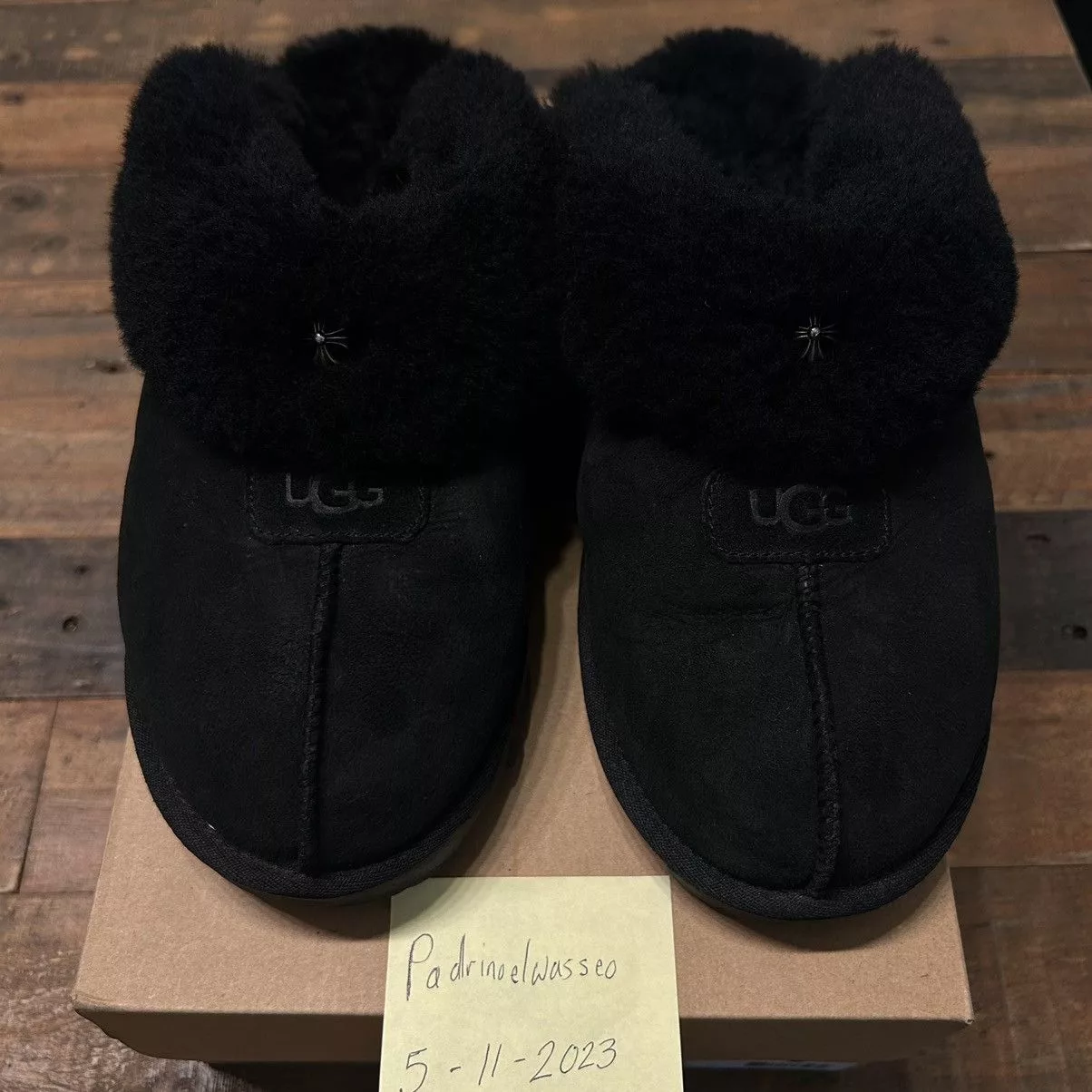 Chrome Hearts Slip Ons Chrome Hearts × Ugg Chrome Heart Ugg fur slippers Black
