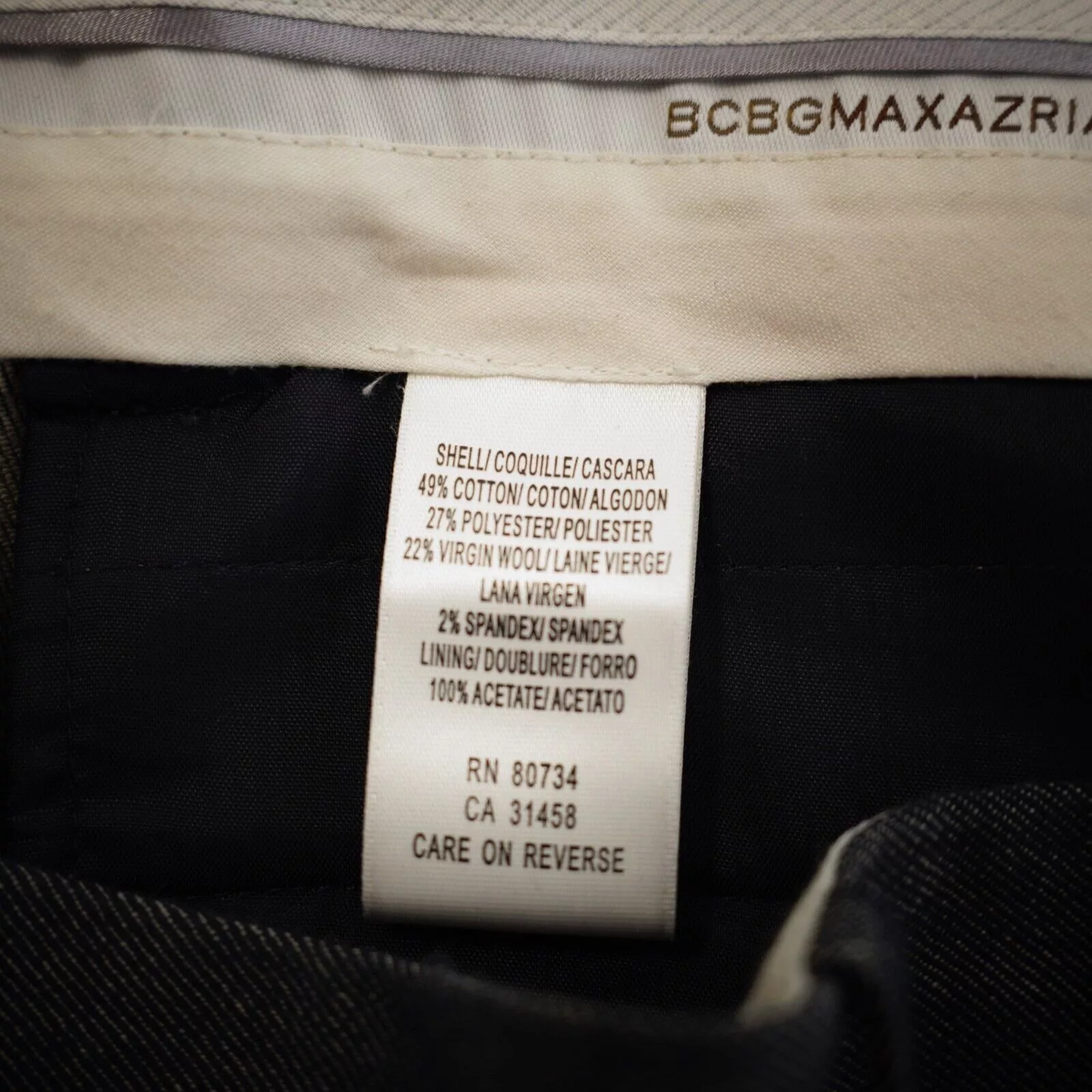 Bcbgmaxazria Pants BCBGMaxazria Size 8 Gray Twill Cotton Polyester Virgin Wool
