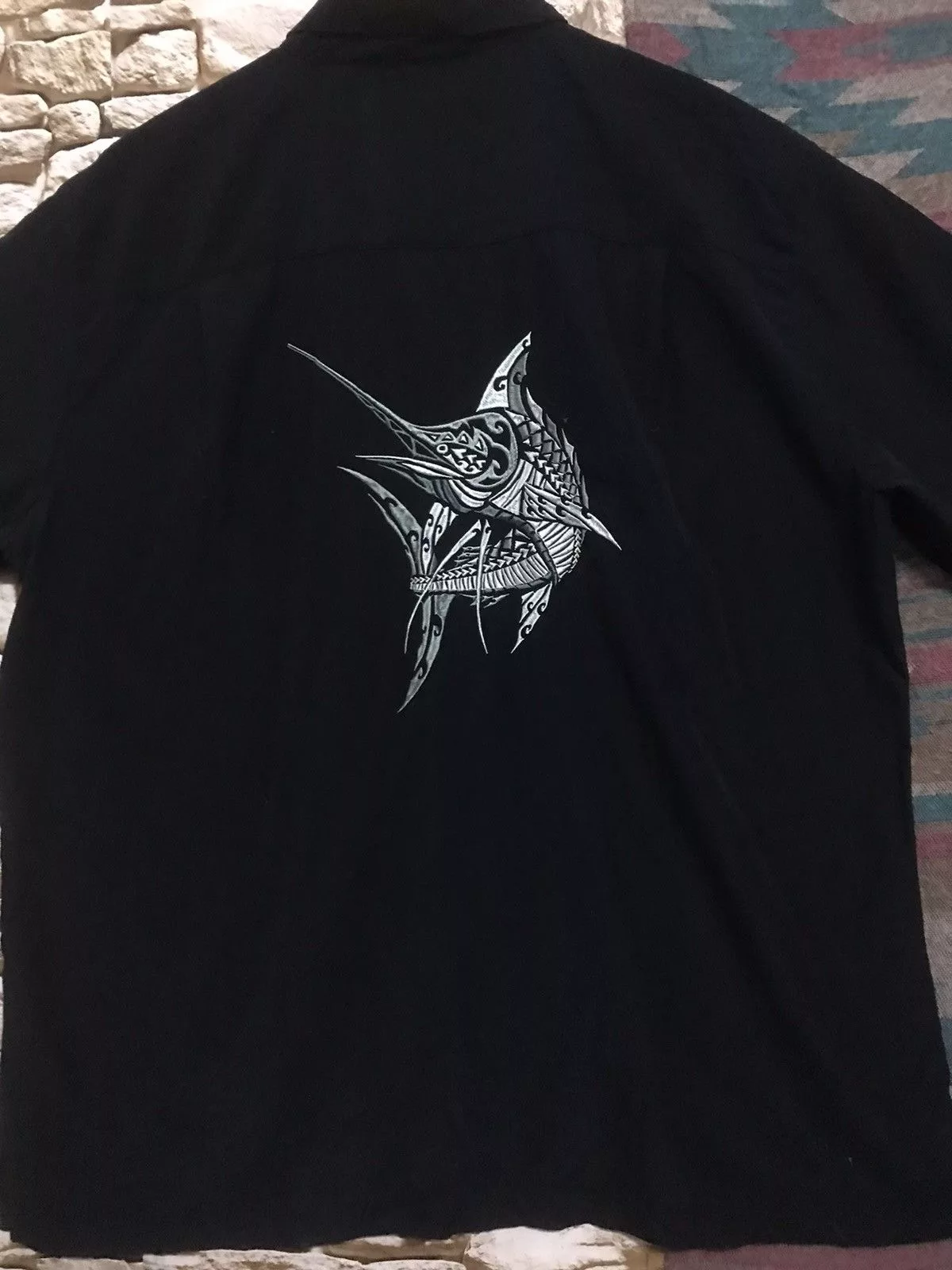 Other Shirts Button Ups Other Black Tip Marlin Embroidery Logo