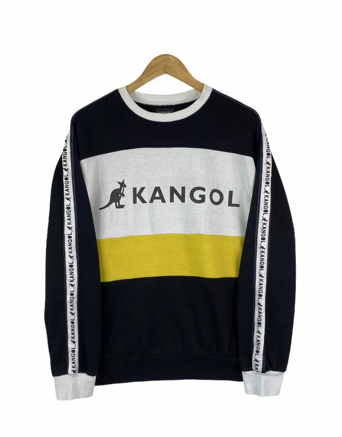 Kangol Sweatshirts Hoodies KANGOL Side Tape Big Logo Sweatshirt Pullover Jumper Black