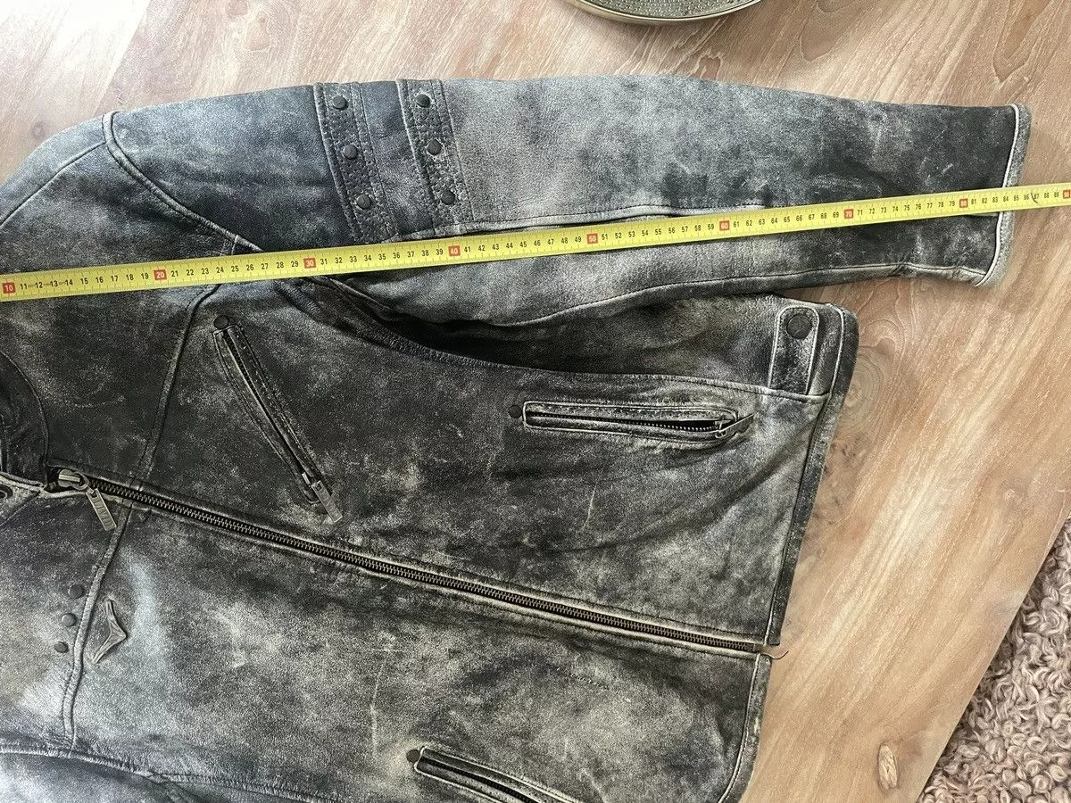 Vintage Leather Jackets Vintage Distressed Grey Leather Rider Jacket Gray