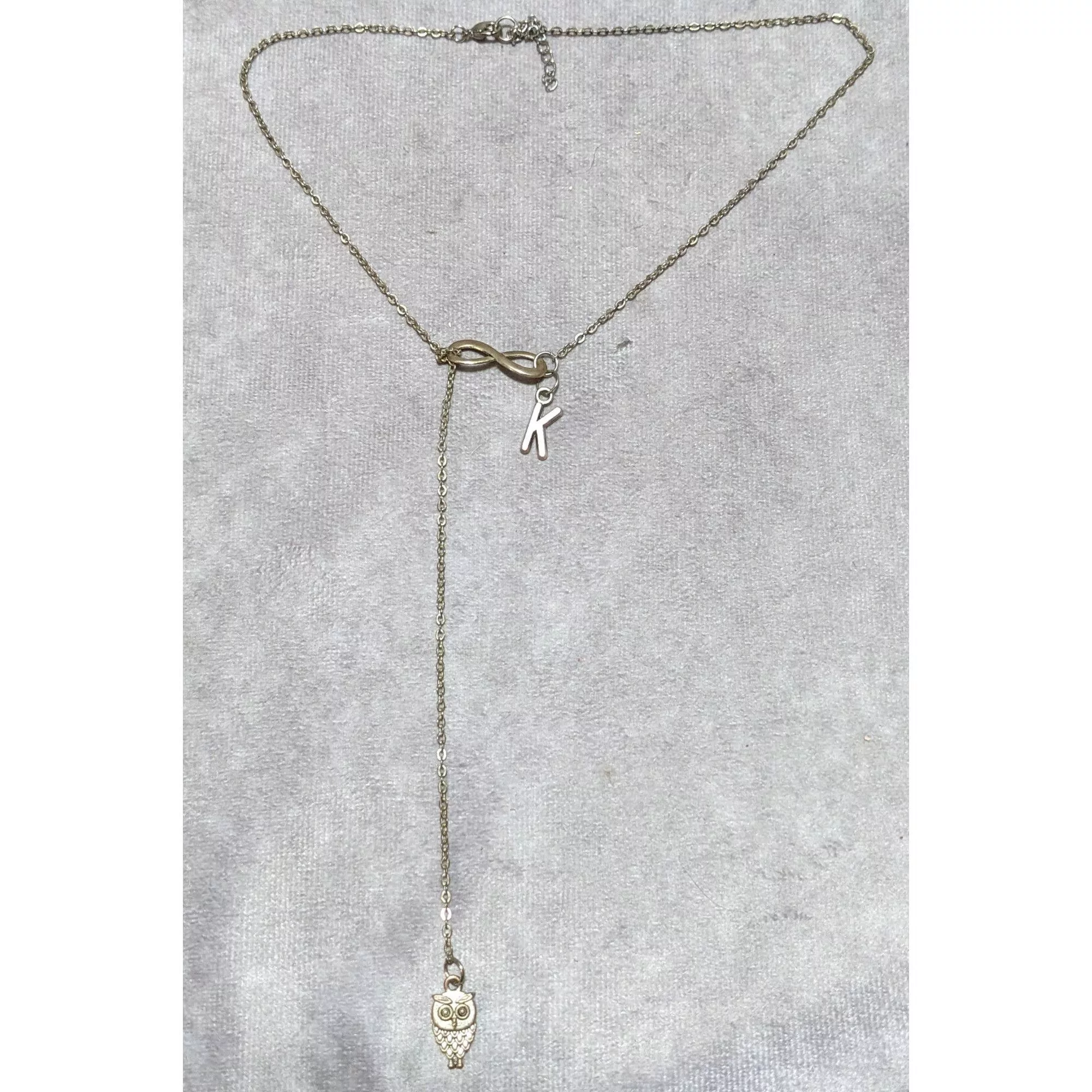 Other Necklaces Other Infinity Owl Initial Drop Necklace Silver