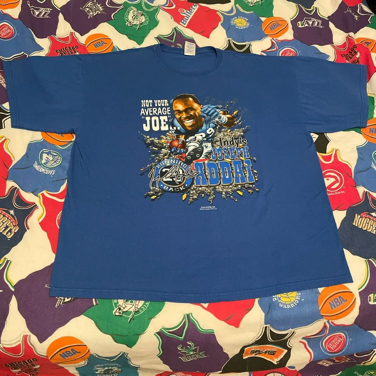 NFL Short Sleeve T Shirts NFL × Vintage Vintage NFL 2007 Joseph Addai Indianapolis Colts Tee Blue Sportswear