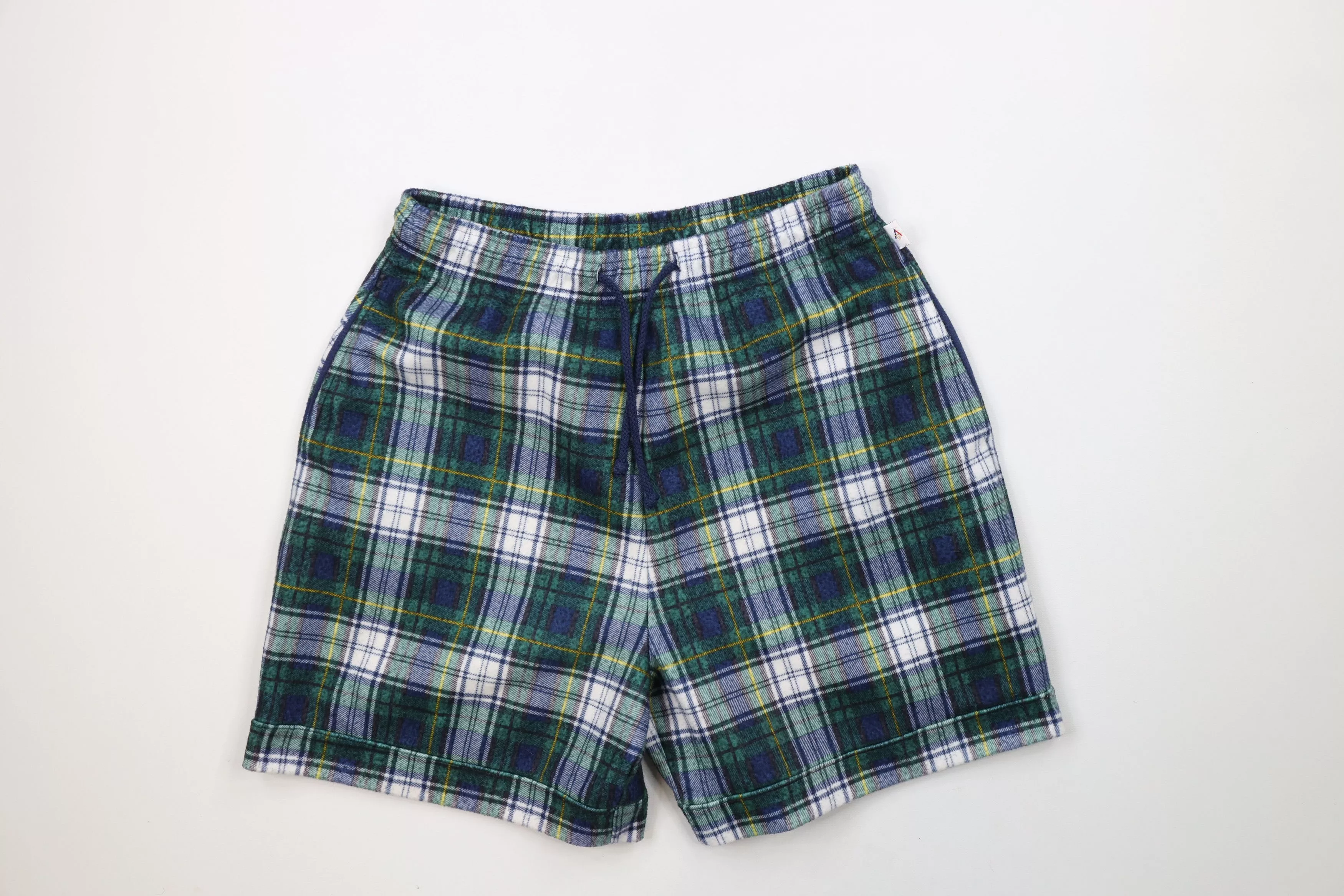 Vintage Shorts Vintage 90s Streetwear Fit Fleece Sweatpants Shorts Plaid Multi