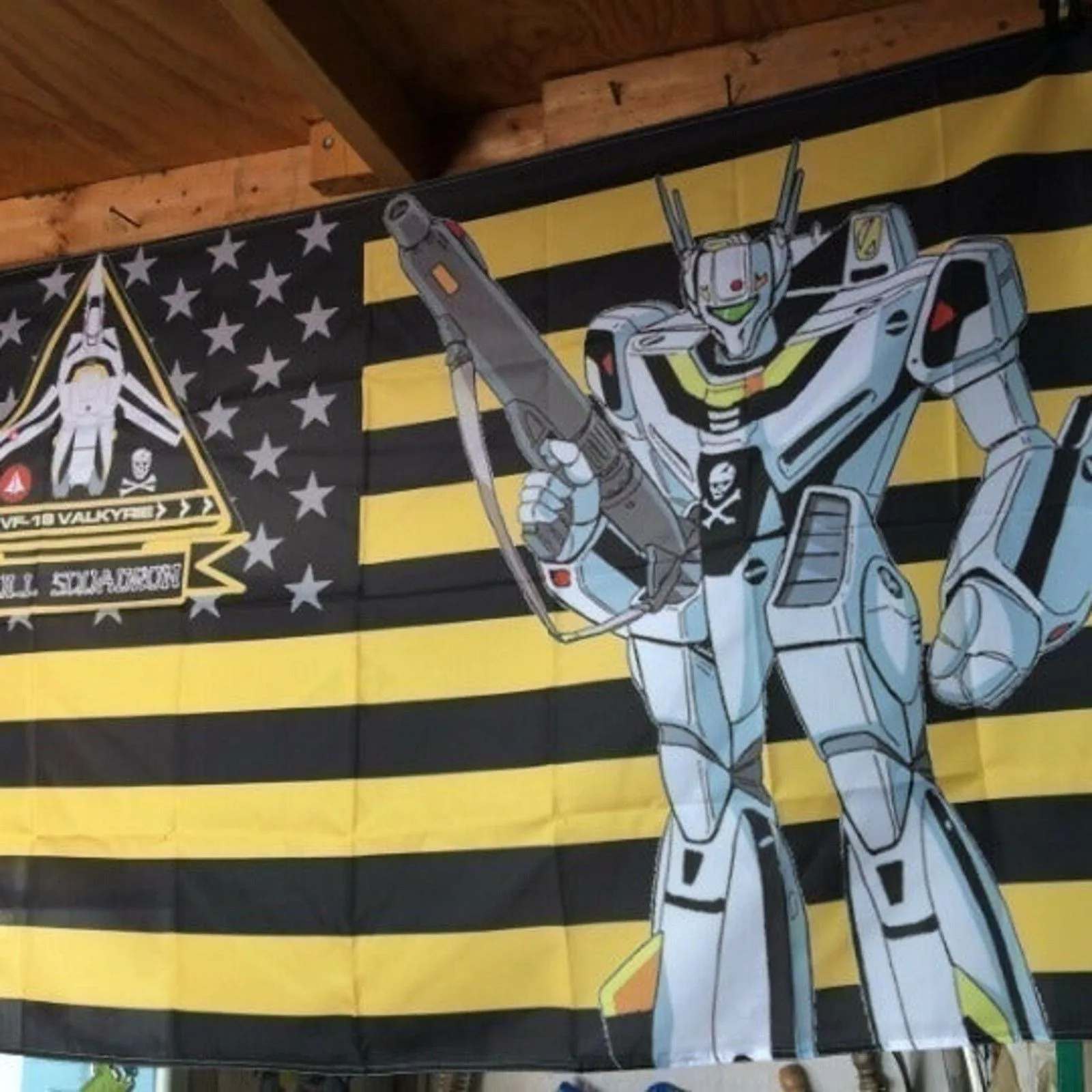 Other Miscellaneous Other Robotech Macross 5ft Veritech Flag Rick Skull Squadron Multi