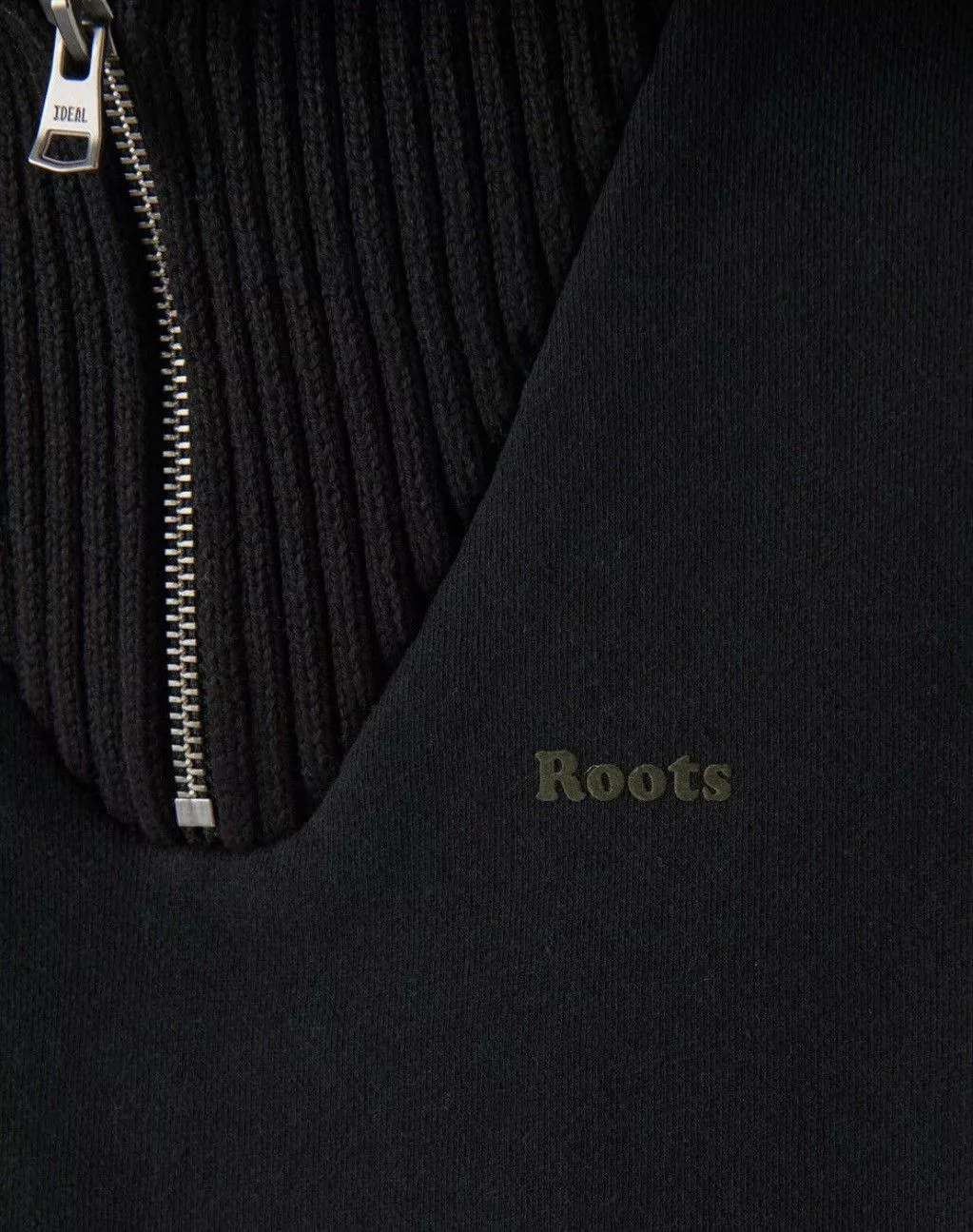 Roots Sweaters Knitwear ROOTS - Hybrid Mock Zip Sweater - Black