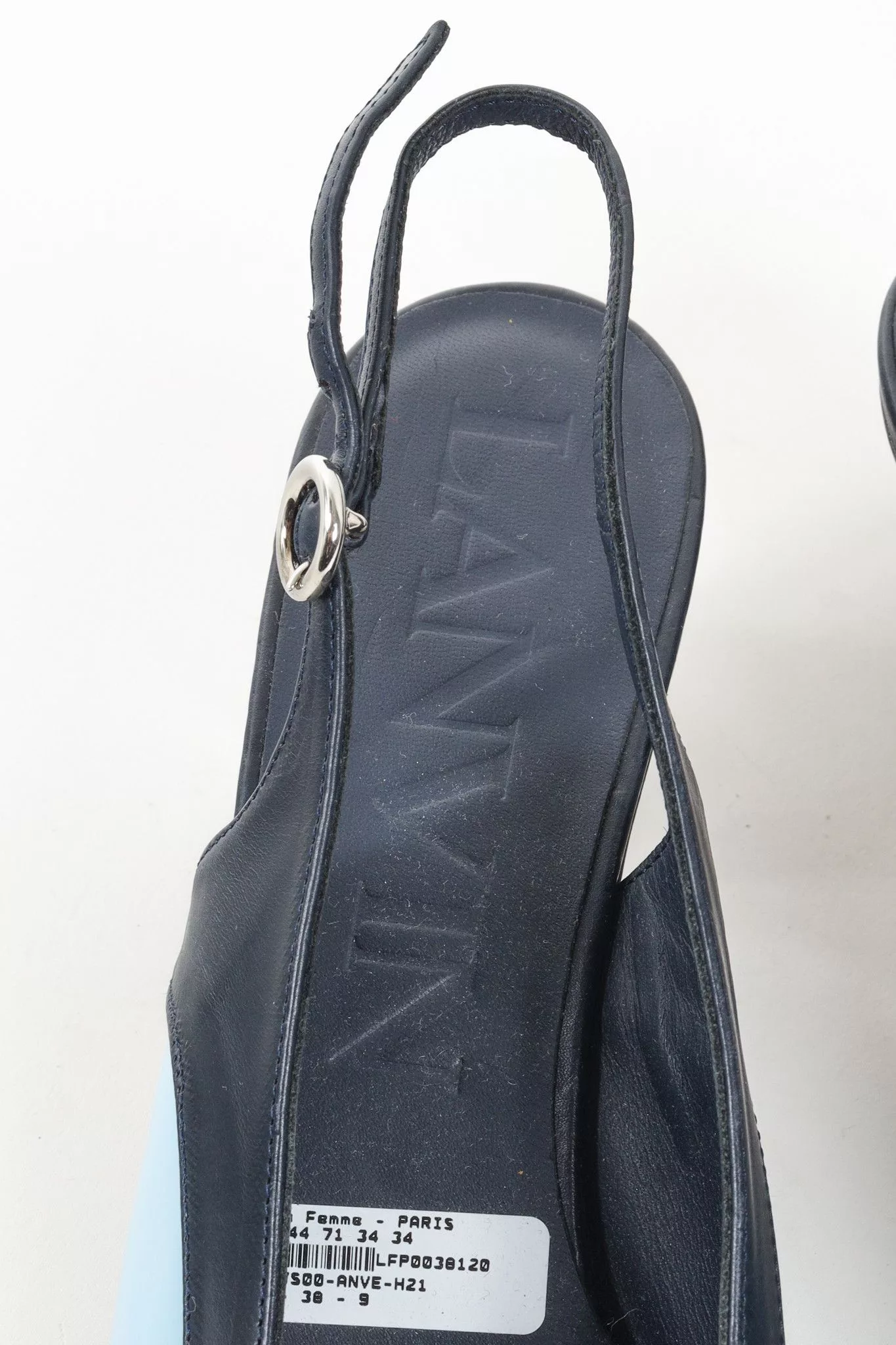 Lanvin Heels Lanvin M&E Leather Slingback Heels Blue