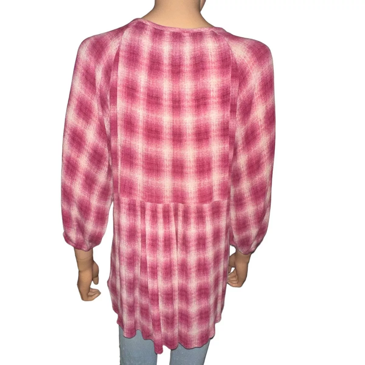 Anthropologie Blouses Anthropologie Maeve plaid peplum top Pink