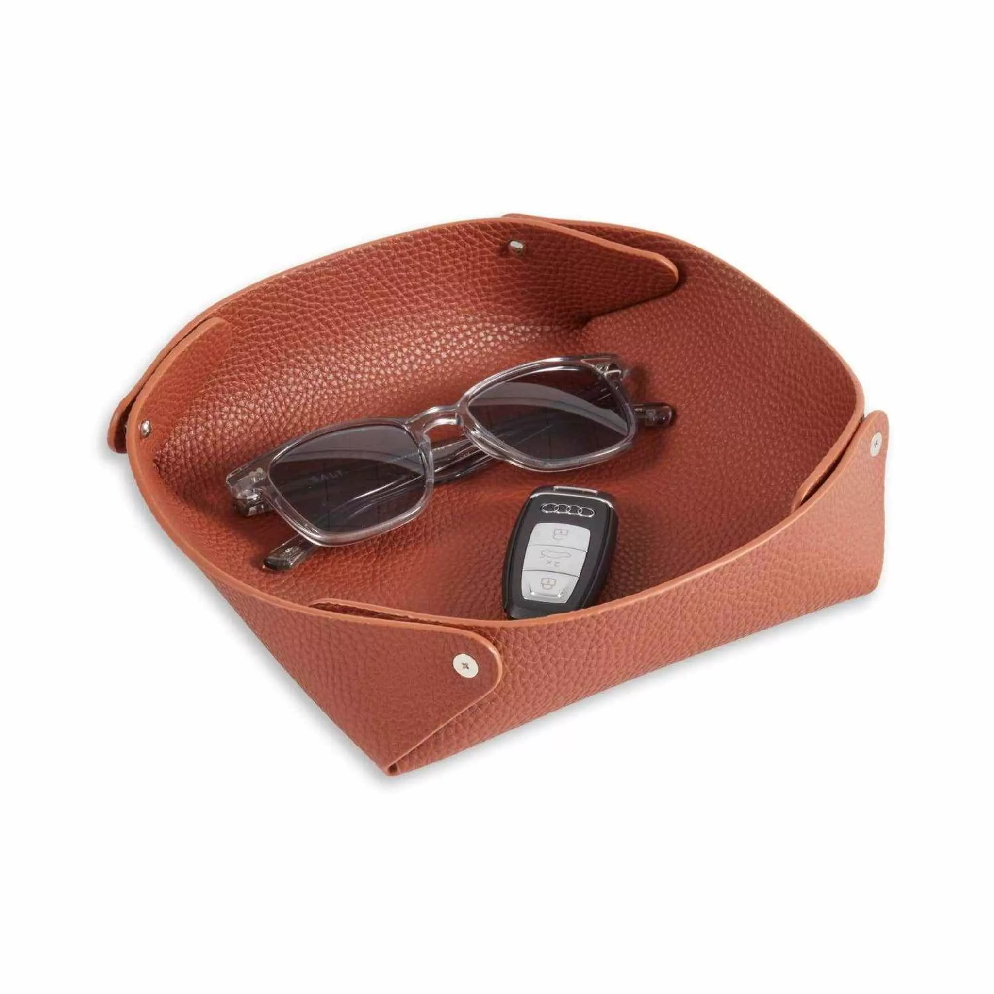 Luxe Leather Valet Tray – Pebbled Finish - Curated Home Decor