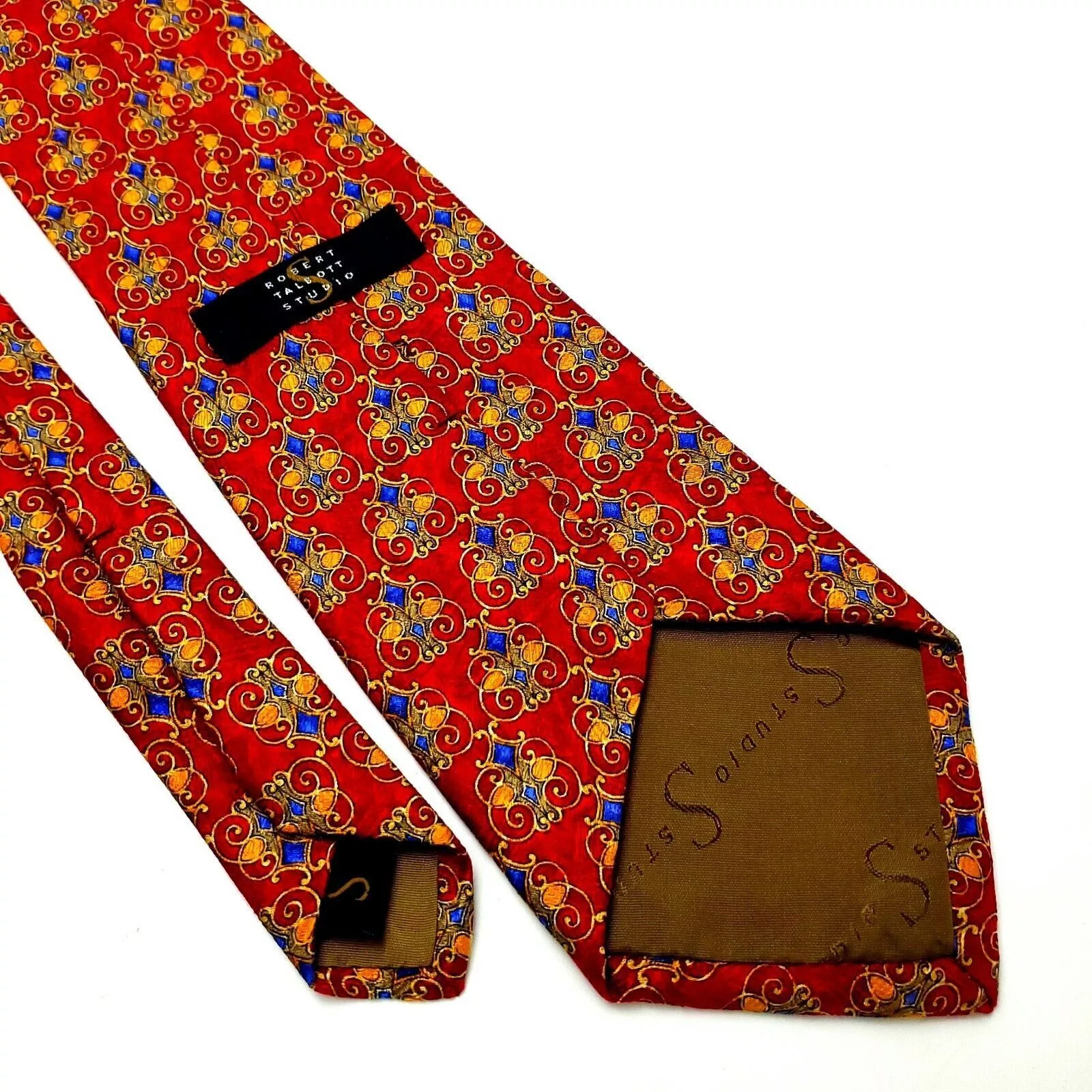 Robert Talbott Ties Pocketsquares Robert Talbott Studio Silk Tie Print Red Short Wide Geometri