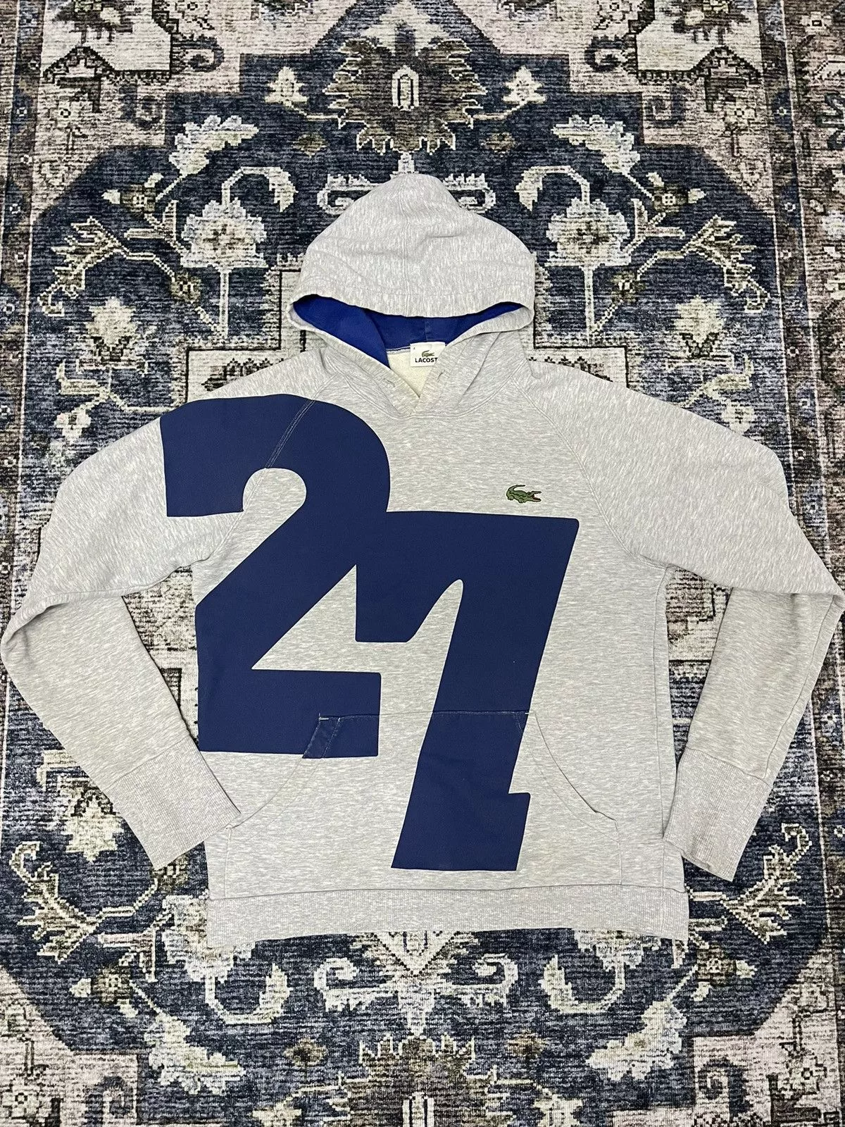 Lacoste Sweatshirts Hoodies LACOSTE 27 SLIM FIT HOODIES BIG ALLIGATOR LOGO SIZE 4 Gray Streetwear