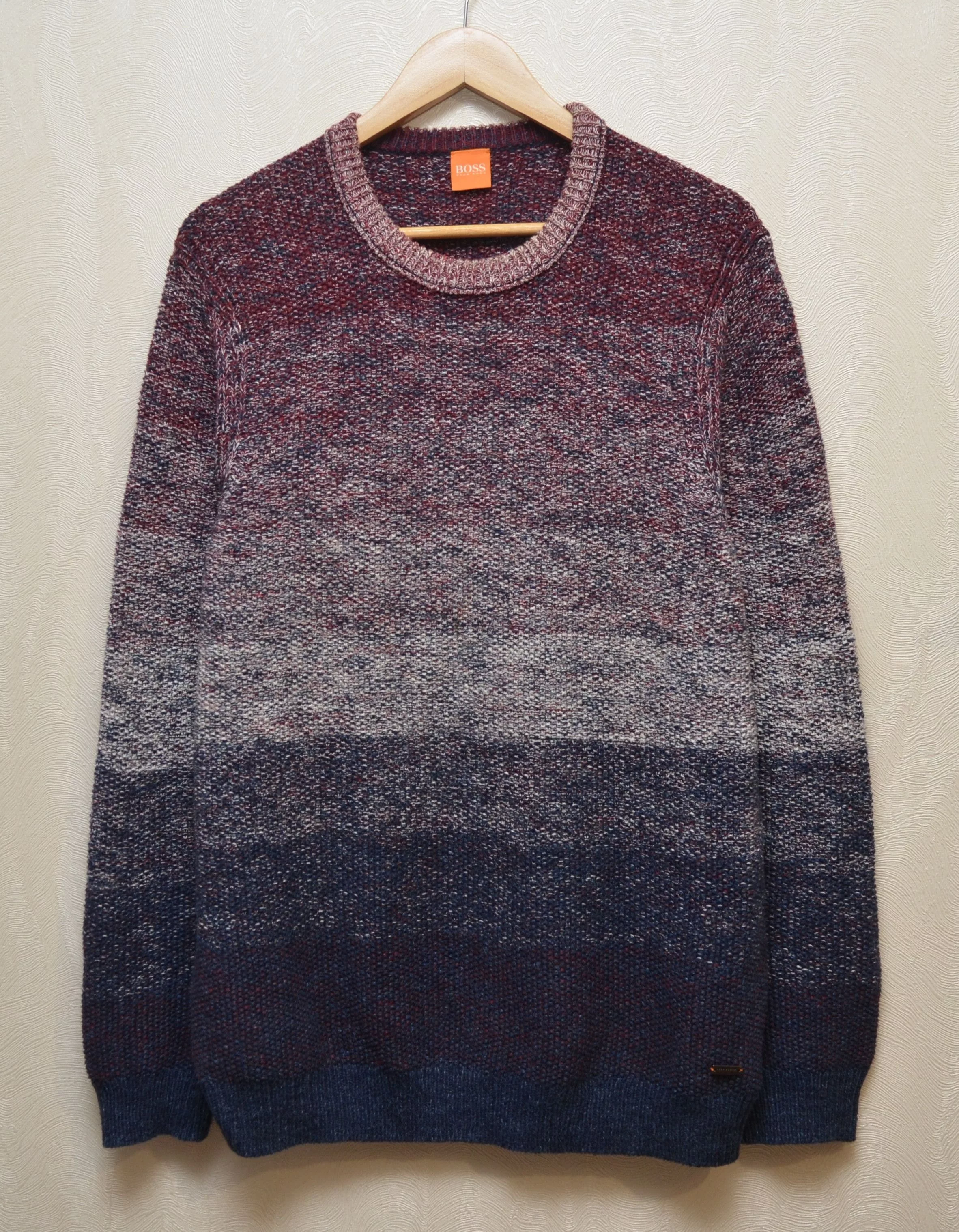 Hugo Boss Sweaters Knitwear Hugo Boss Orange Arduage Faded Jumper Sweater Knit Size L Multi Luxury