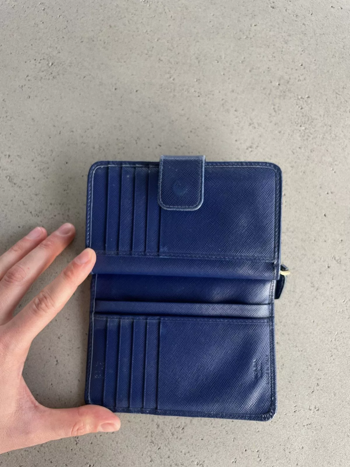 Prada Wallets Prada Saffiano Leather Bifold Wallet Blue