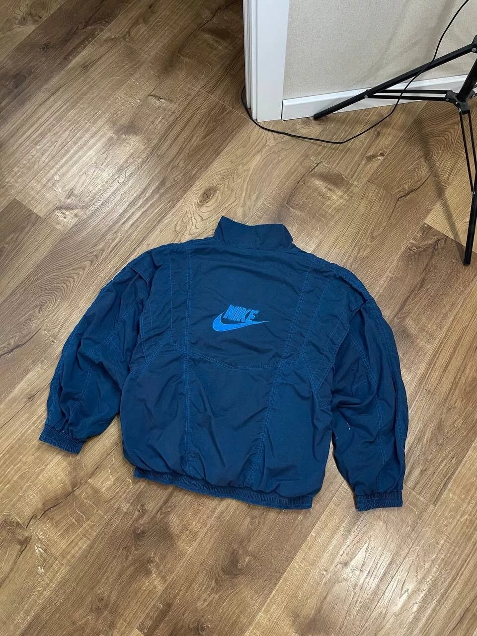 Nike Bombers Nike × Vintage Vintage Nike 90’s Y2K Big Logo Drill Nylon Bomber Jacket Blue Streetwear