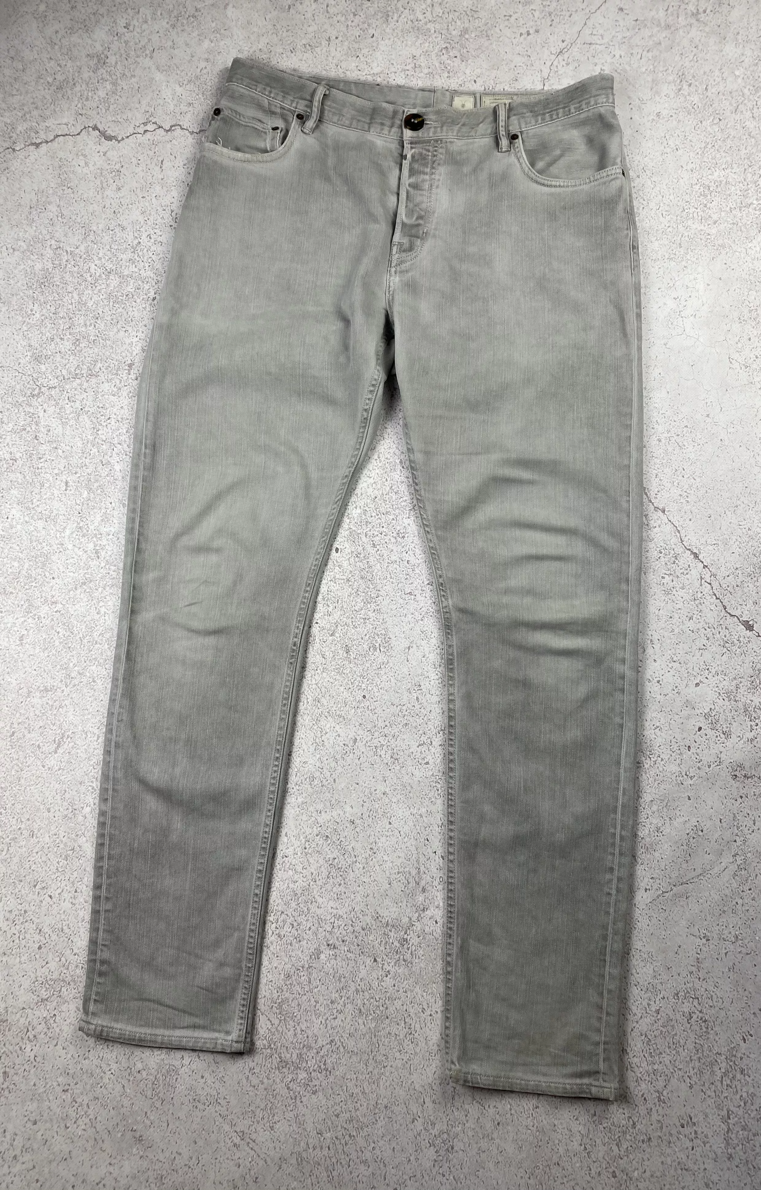 Allsaints Denim Cigarette Jeans Pants Gray Streetwear