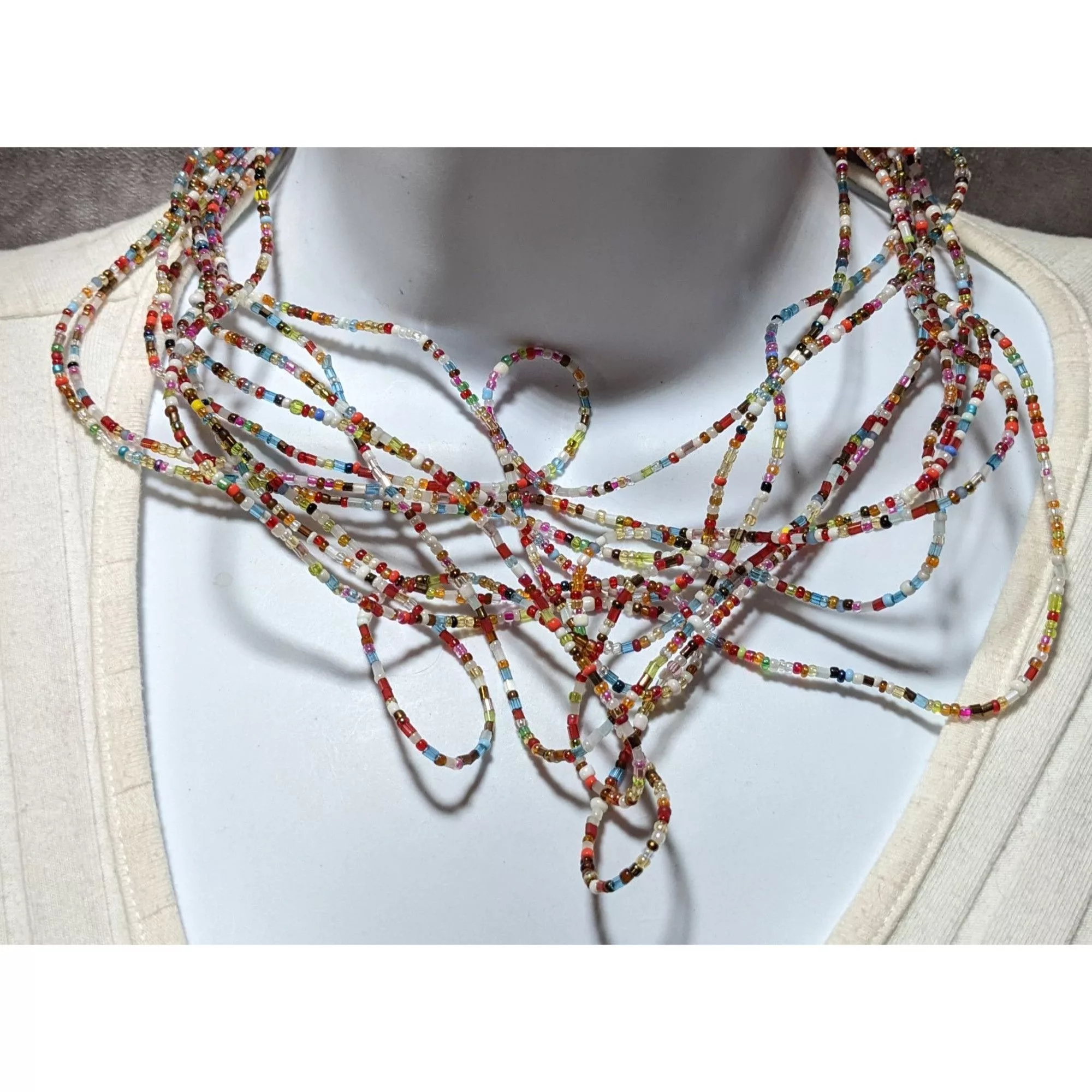 Other Necklaces Other Chaotic Rainbow Beaded Necklace Multi