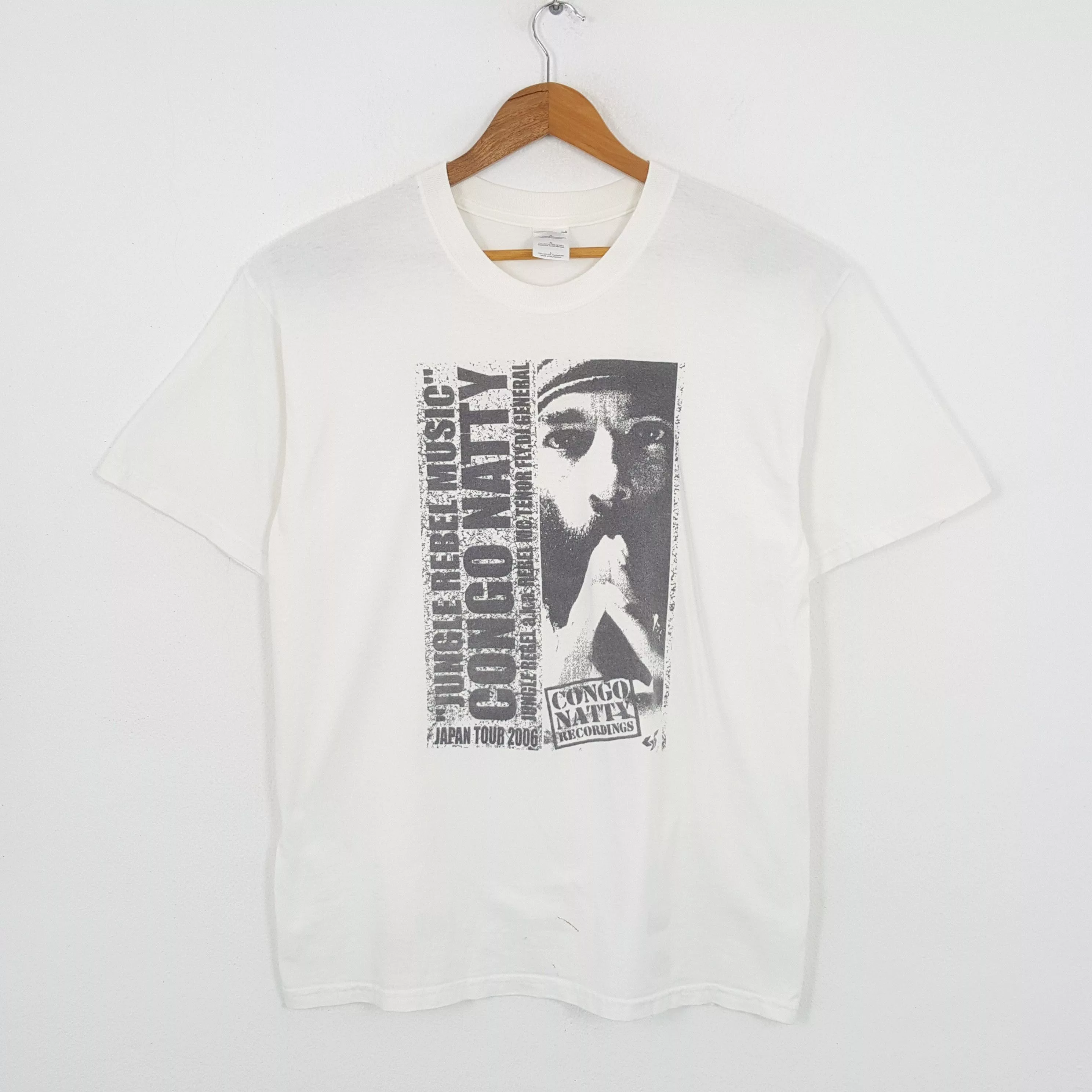 Band Tees Short Sleeve T Shirts Band Tees × Vintage Vintage CONGO NATTY Rebel MC British Jungle Producer Tees White