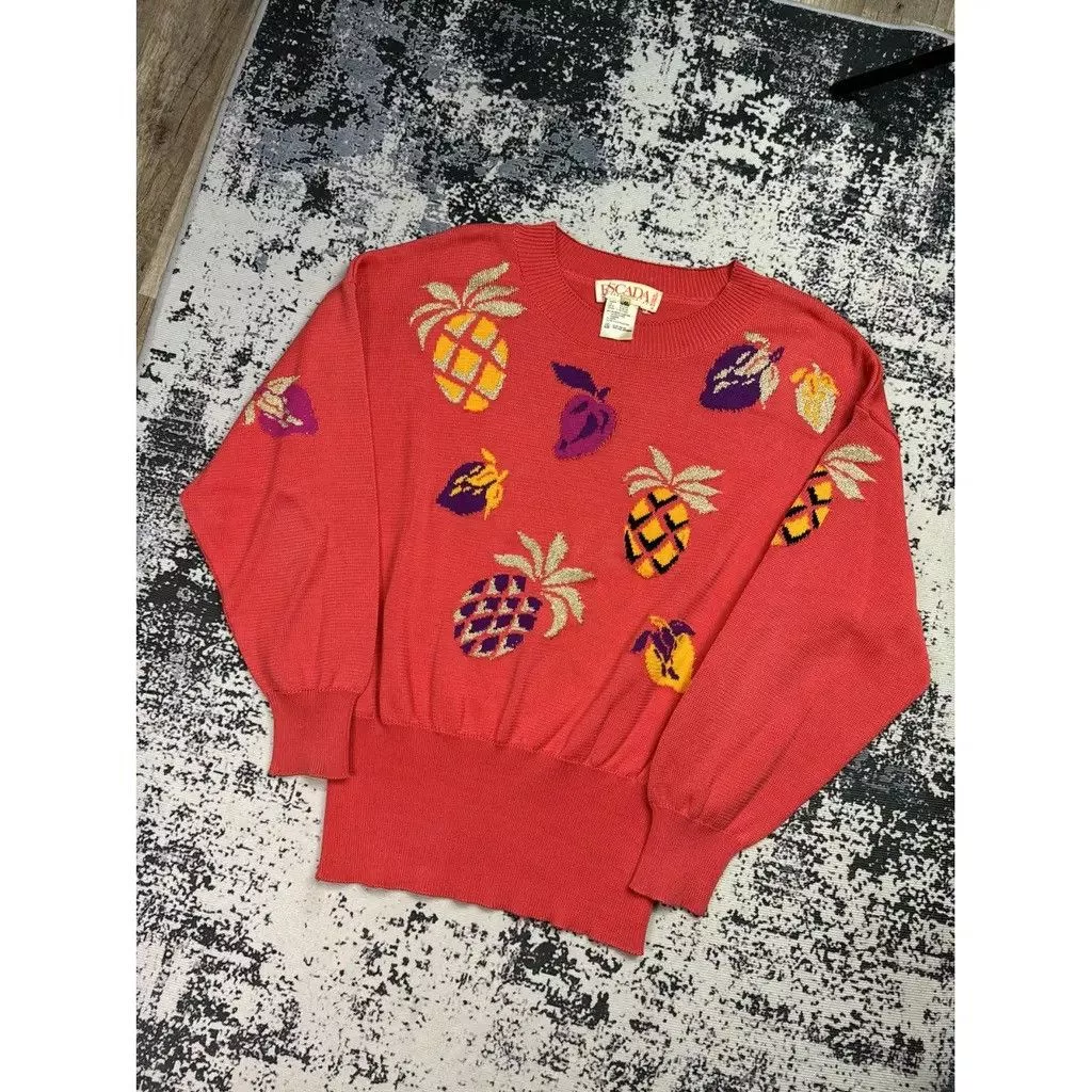 Escada Sweaters Escada Jumper Fruits Size: 42 fit L Red