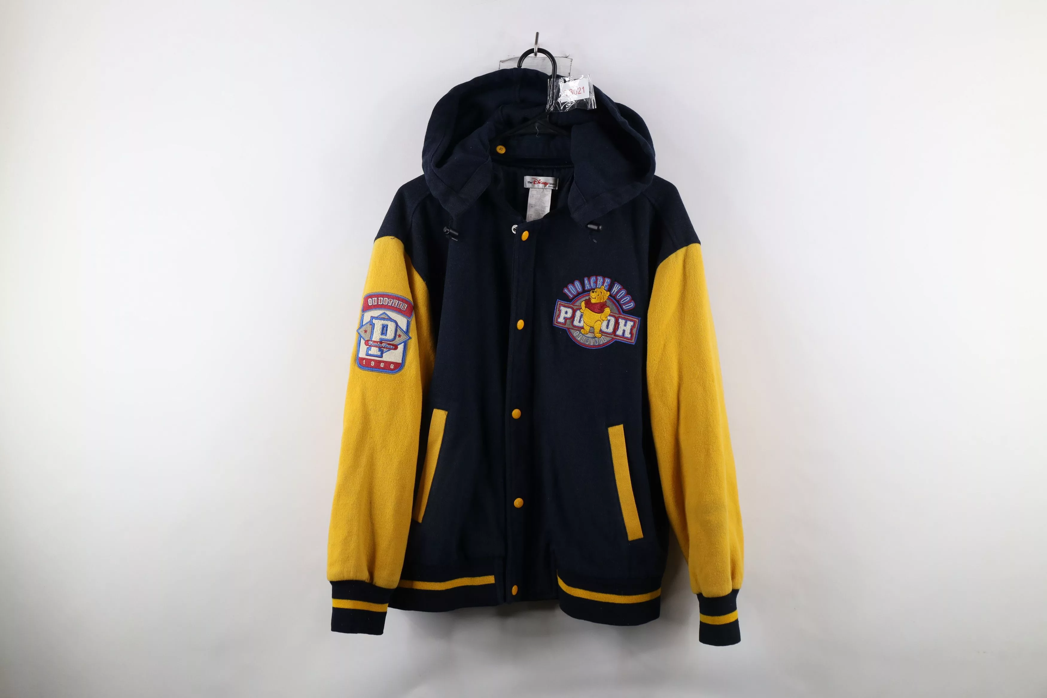 Disney Light Jackets Disney × Vintage Vintage 90s Disney Winnie the Pooh Wool Hooded Bomber Jacket Multi