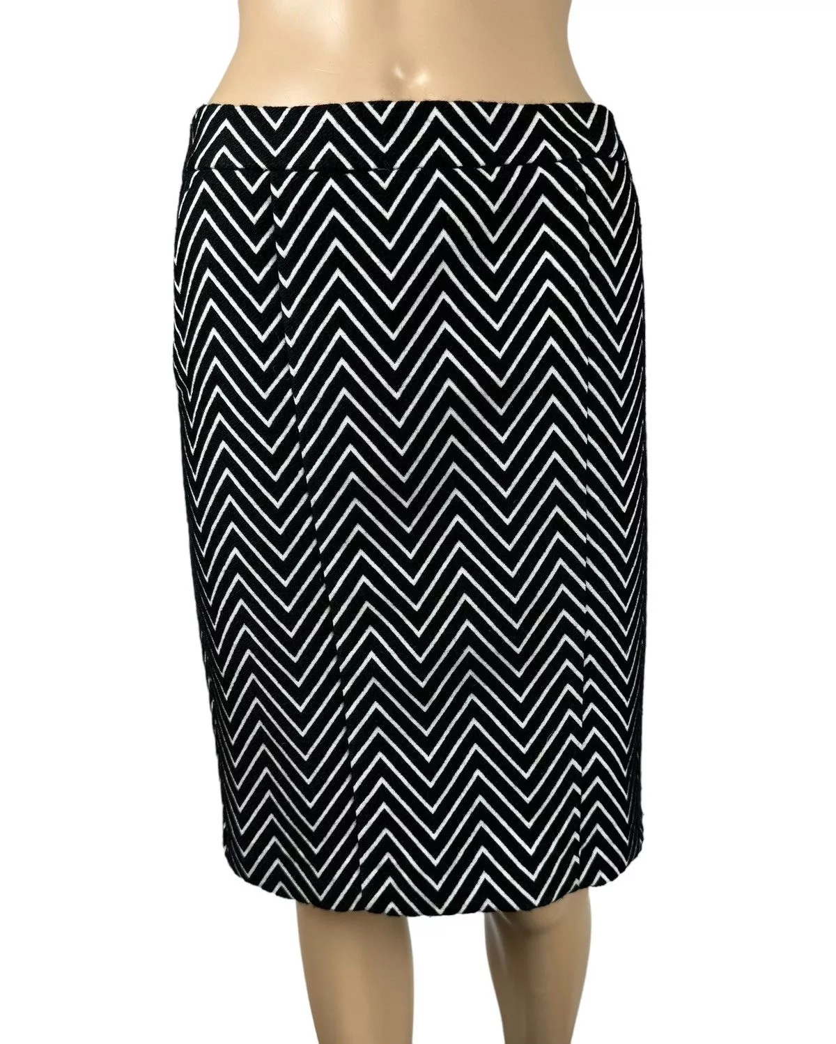 MAX&Co. Midi Skirts MAX&Co. Max&Co Pencil Skirt Zigzag Striped Wool-Polyester size US4 Black