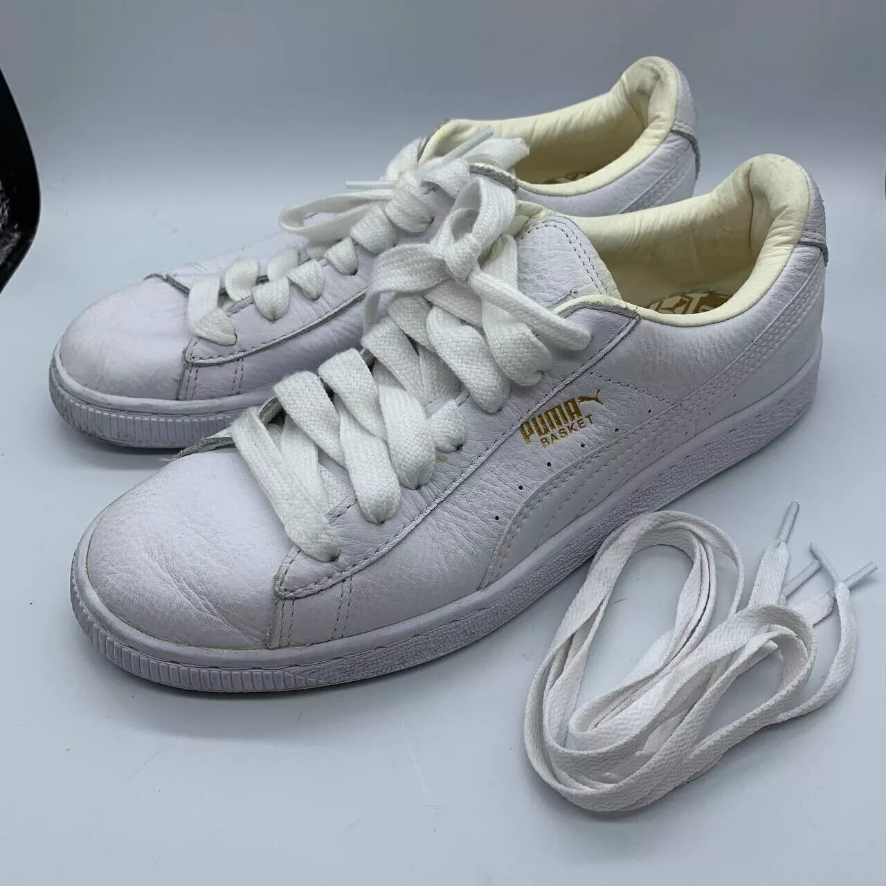 Puma Low Top Sneakers Puma Basket Size 8 White Sneaker Shoes Classic Women