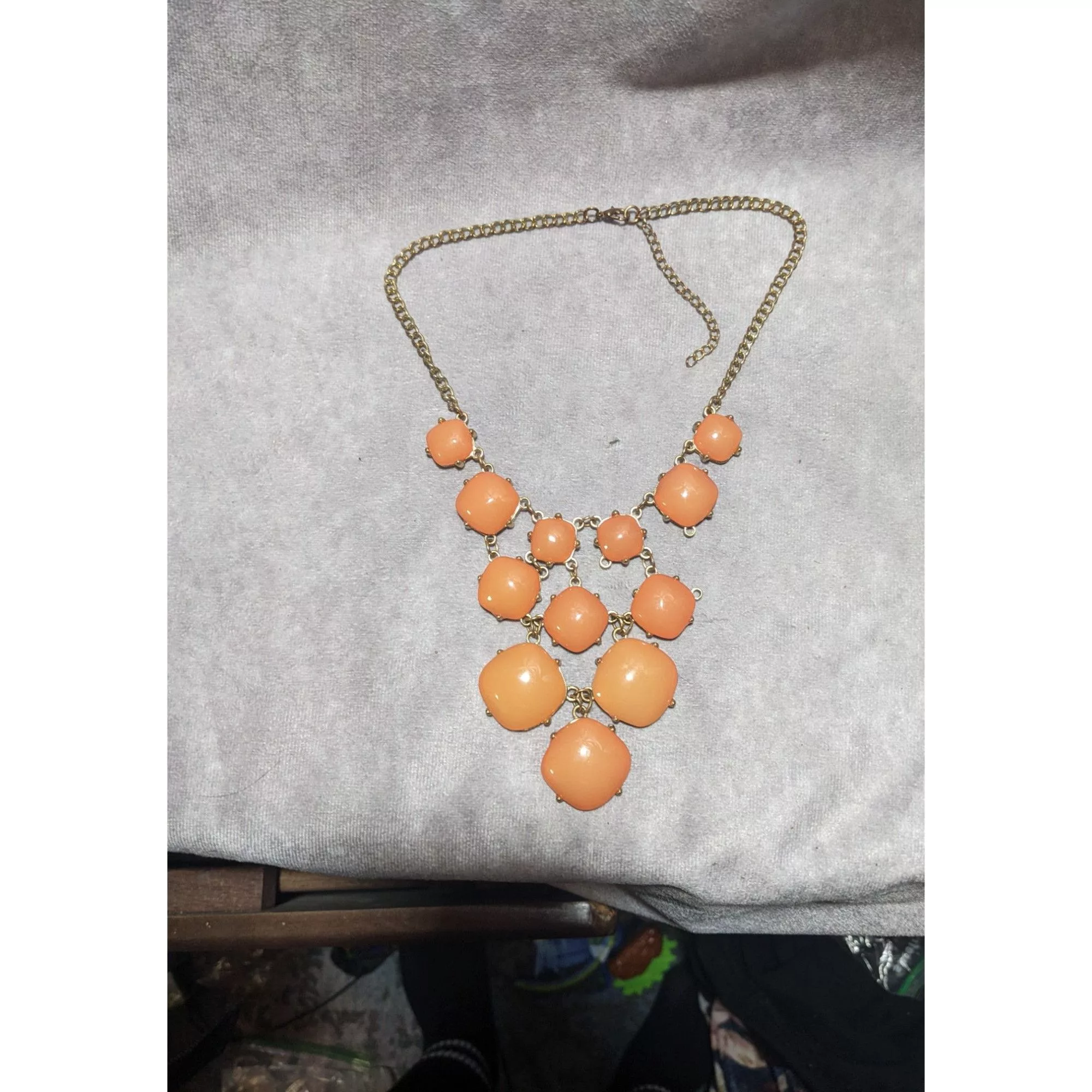 Other Necklaces Other Peach Bubble Bib Statement Necklace With Gold Chain Orange