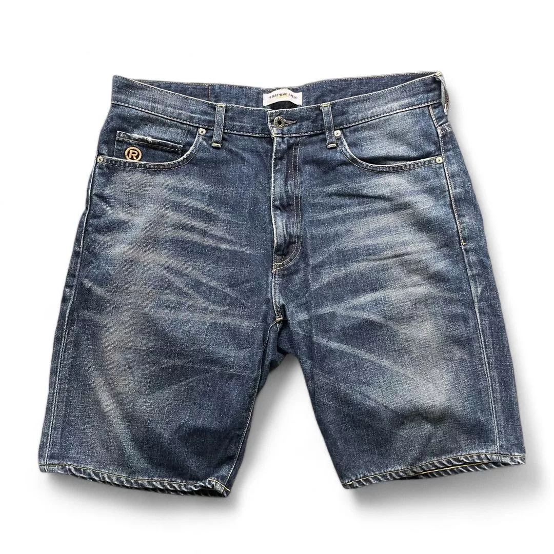 Bape Shorts A Bathing Ape (BAPE) - L Baggy Short Embroidered Backprint Blue