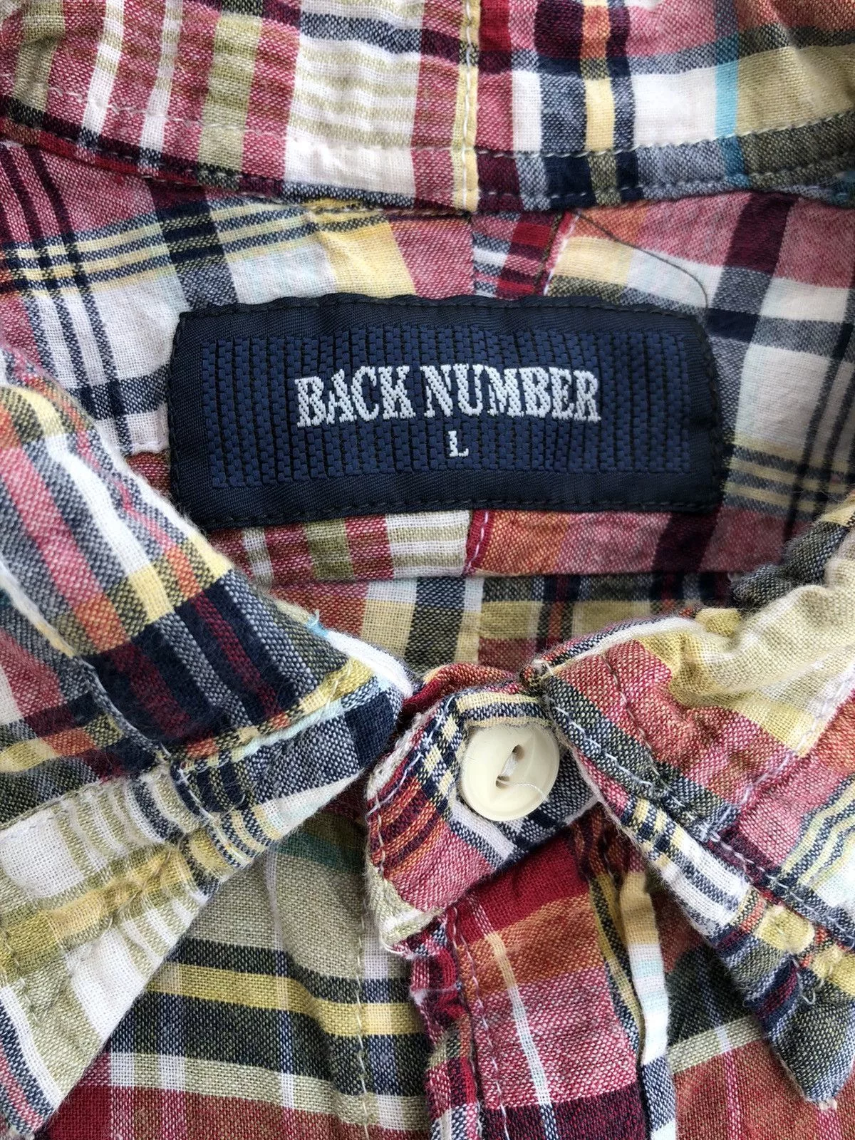 Japanese Brand Shirts Button Ups Japanese Brand Multicolour Patchwork Back Number Shirts
