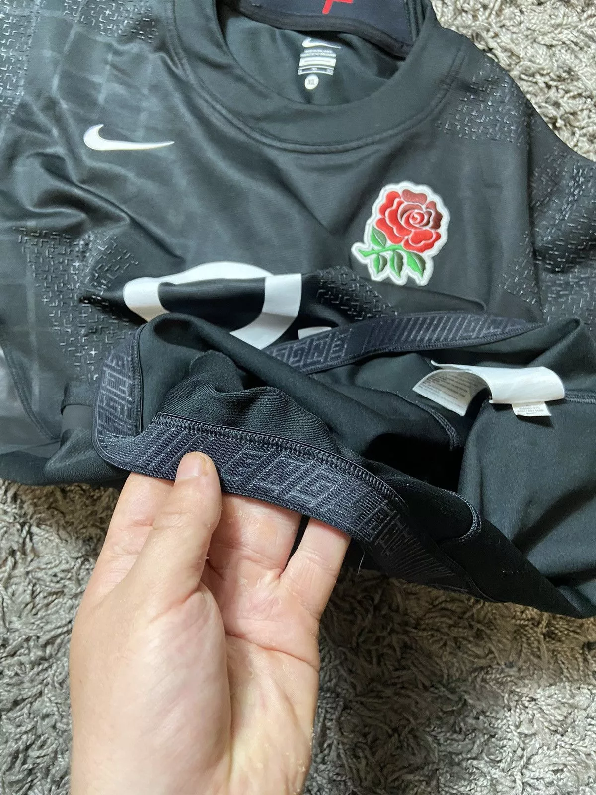Nike Jerseys Nike × Vintage NIKE REGBY ENGLAND PLAYER ISSUE MATCH PLAYER VERSION JERSEY Black