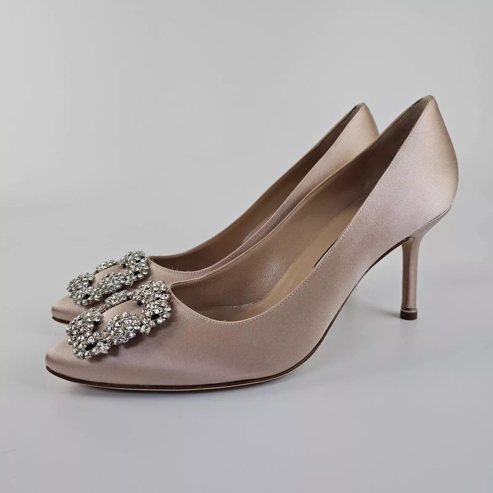 Manolo Blahnik Heels Manolo Blahnik Hangisi Blush Pink Satin 70mm Pumps New