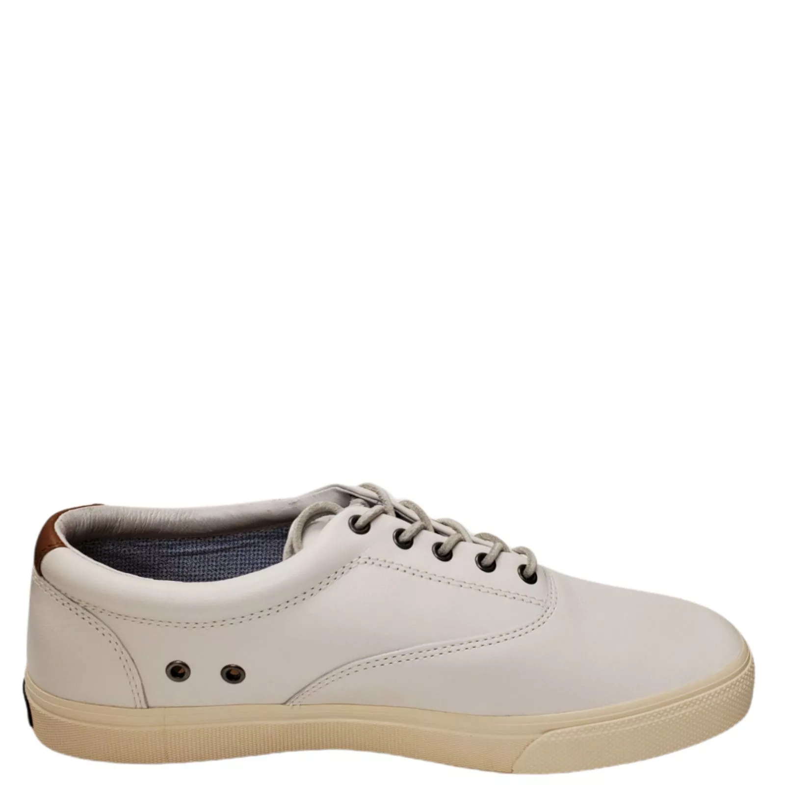Sperry Low Top Sneakers Sperry Mens Striper Plush Wave Lace-up Sneakers Leather White