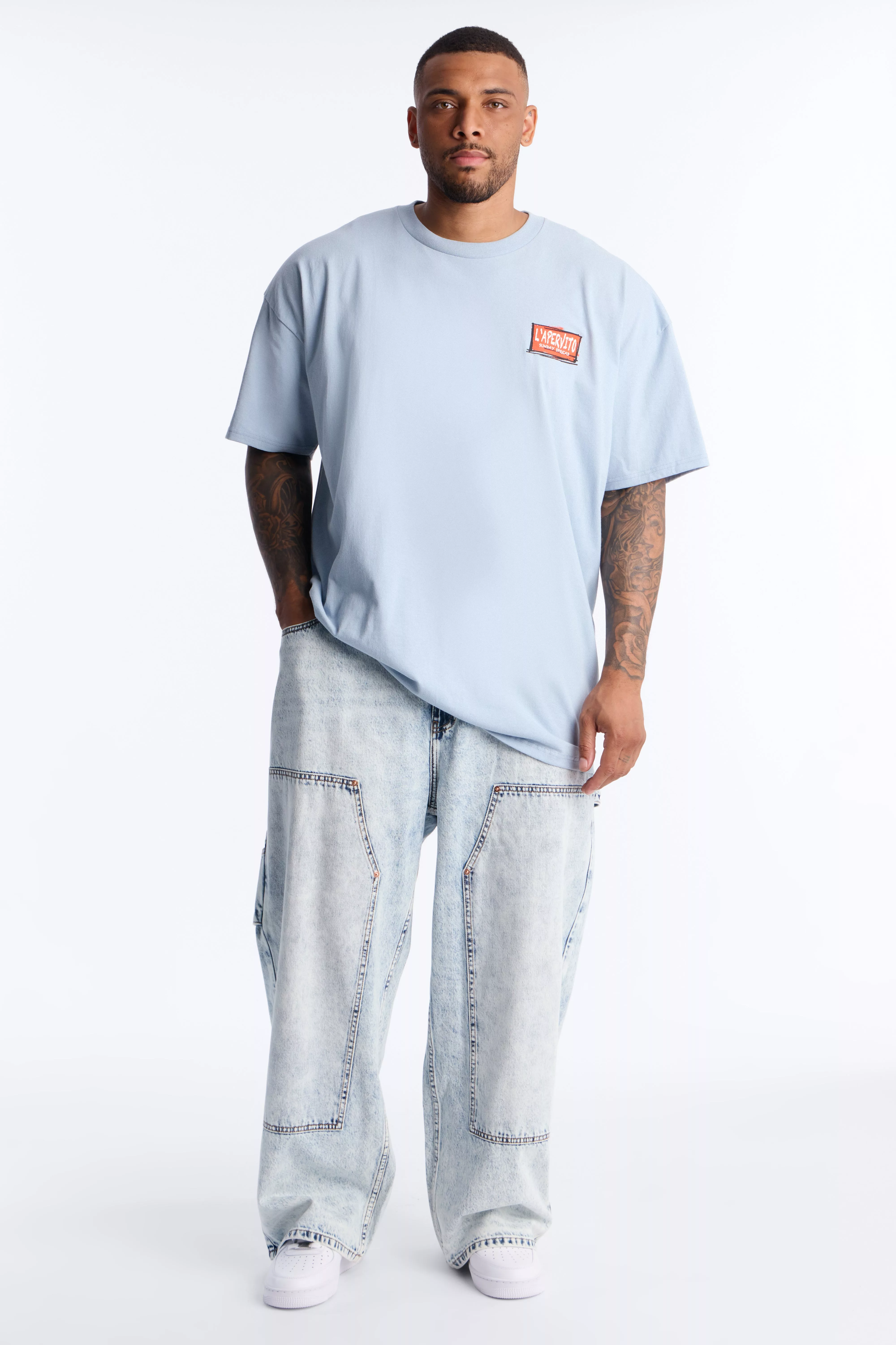 Baggy Double Knee Jean - Light Blue Wash