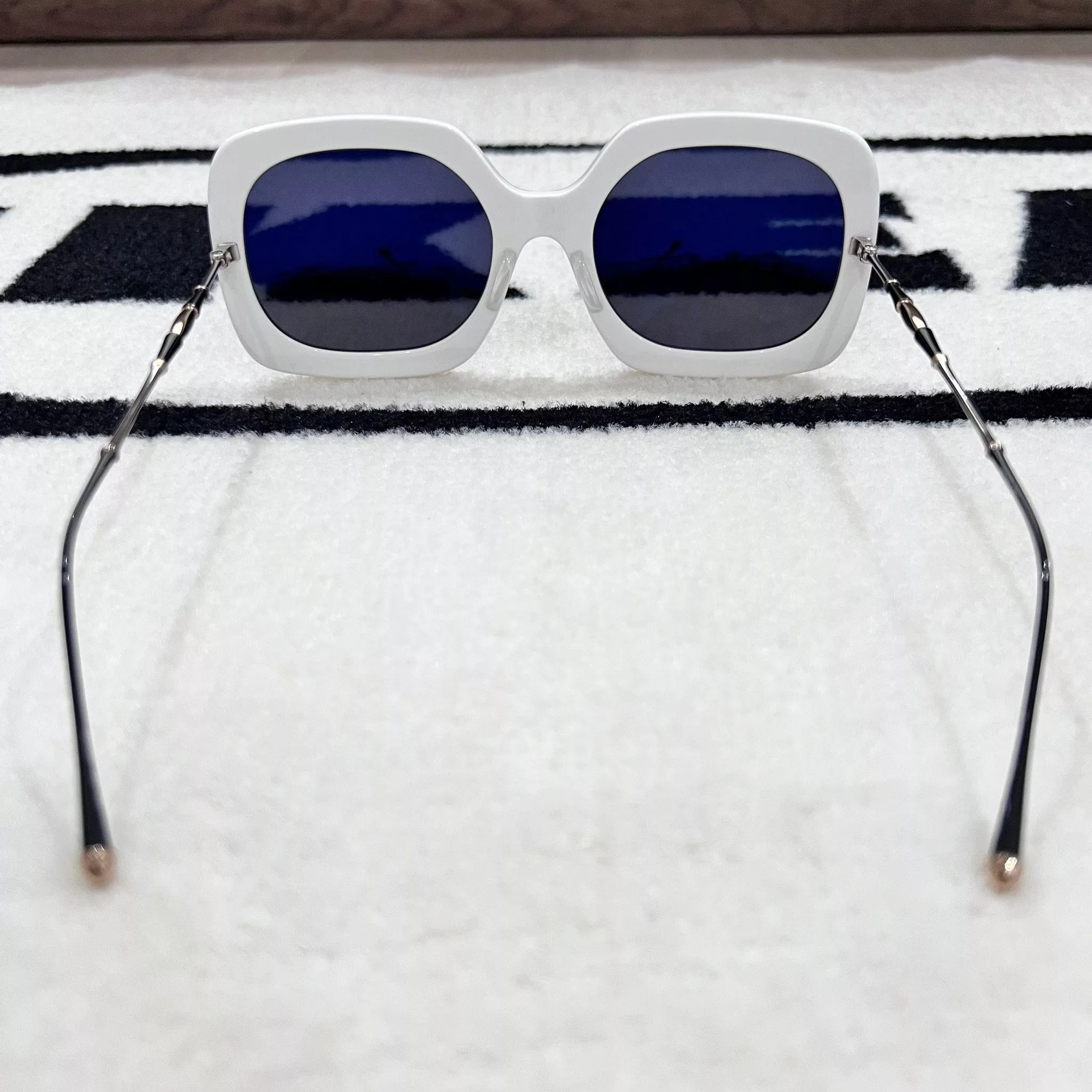 Matsuda Sunglasses Matsuda M2035 5-Barrel Riveted Hinge Sunglasses WHITE/SILVER Black