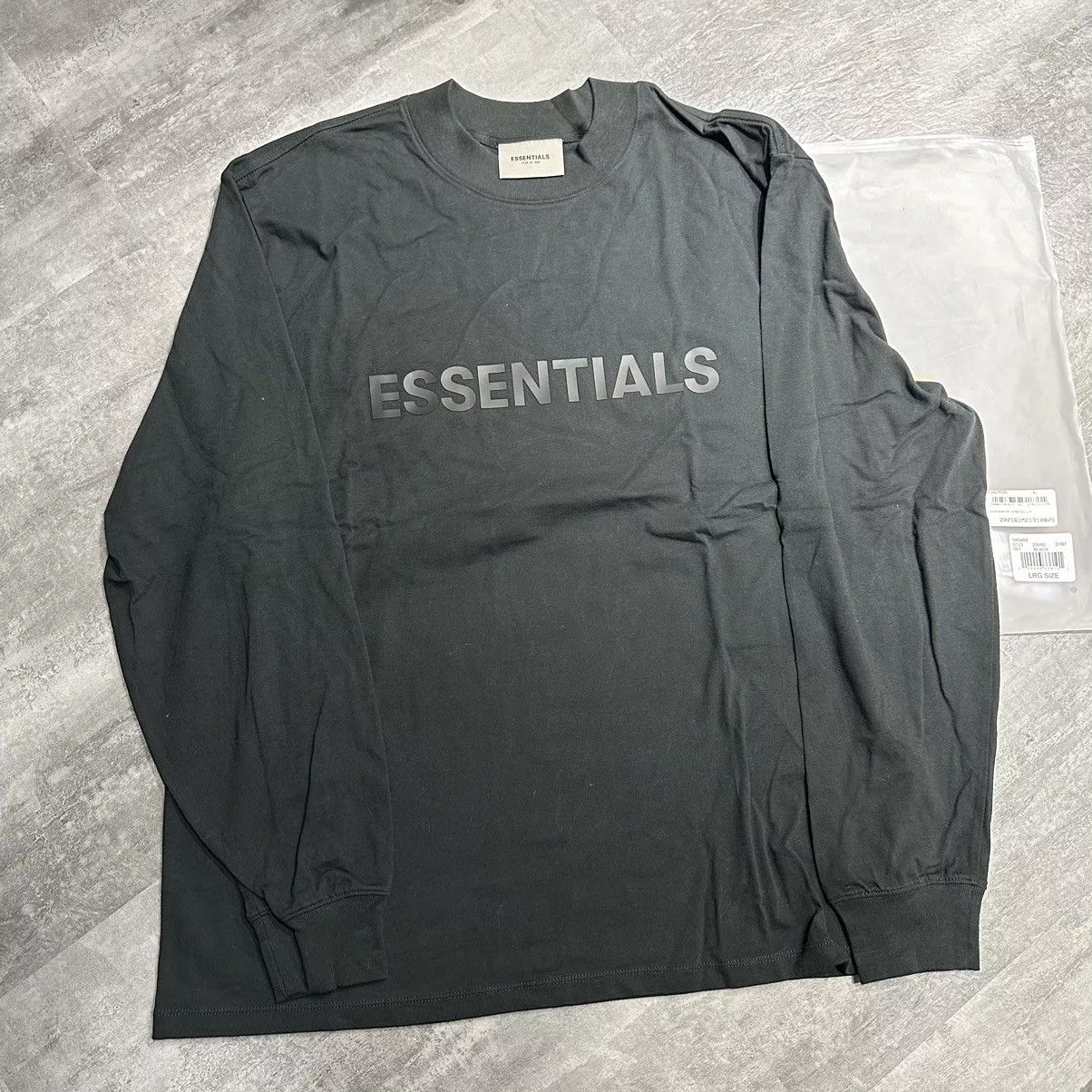 Essentials Long Sleeve T Shirts Essentials-F.O.G Front Logo Longsleeve Tee - Black