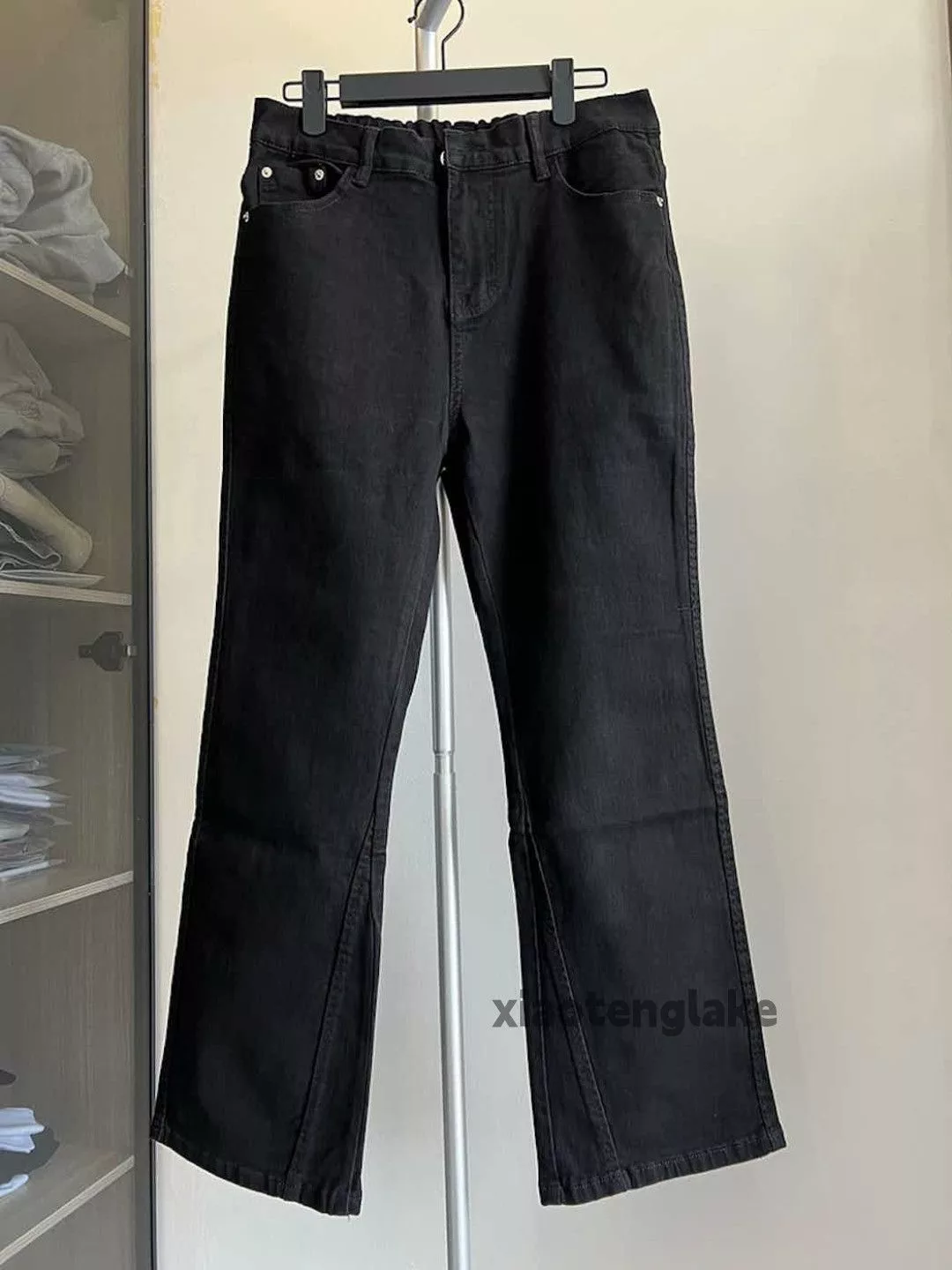 Designer Casual Pants Designer × Jean × Vintage utility retro patchwork bootcut punk yuppie jeans Black