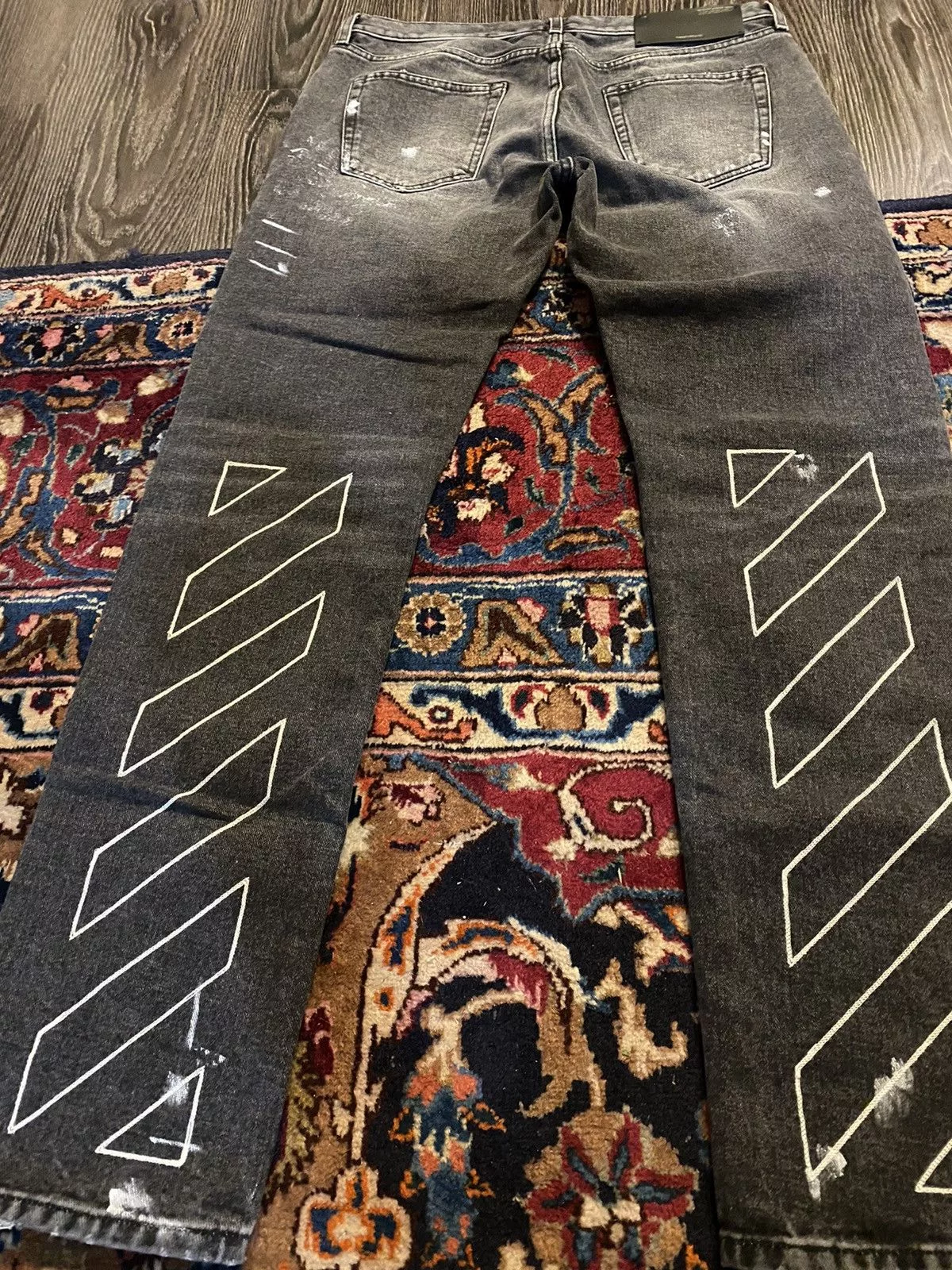 Off-White Denim Off-White × Virgil Abloh Painter Slim Diagonal Embroidered Denim Gray