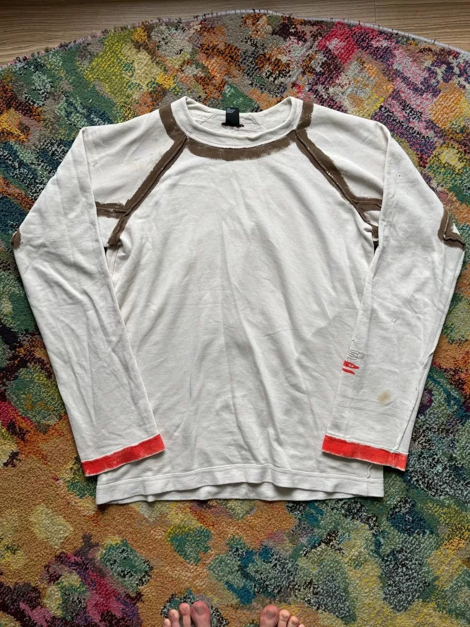 Diesel Long Sleeve T Shirts Diesel × Vintage Rare Vintage Diesel LongSleeve Beige Avant-Garde