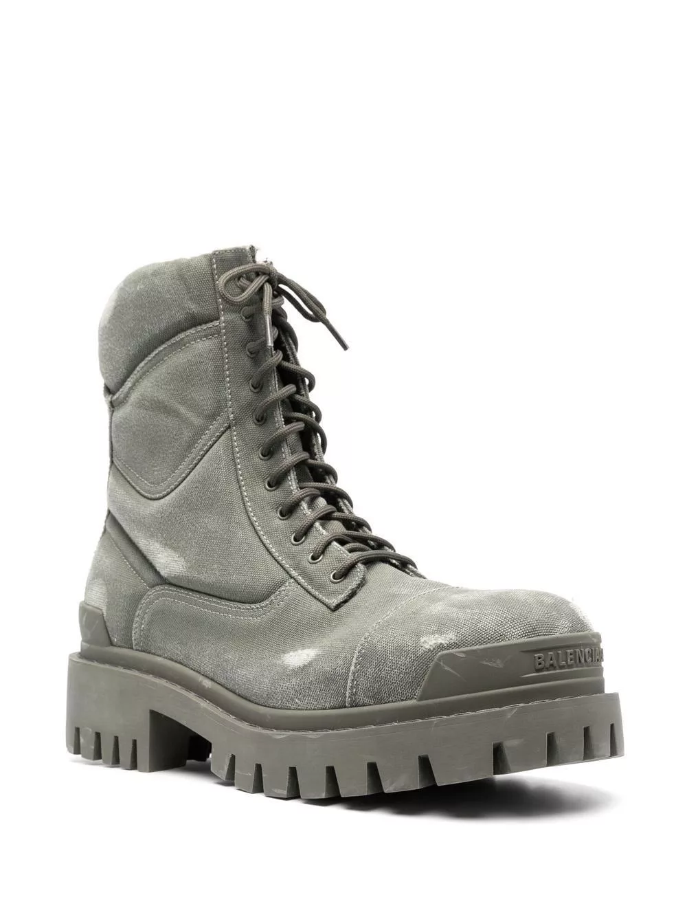 Balenciaga Boots Balenciaga Green Strike Distressed Lace-Up Boots
