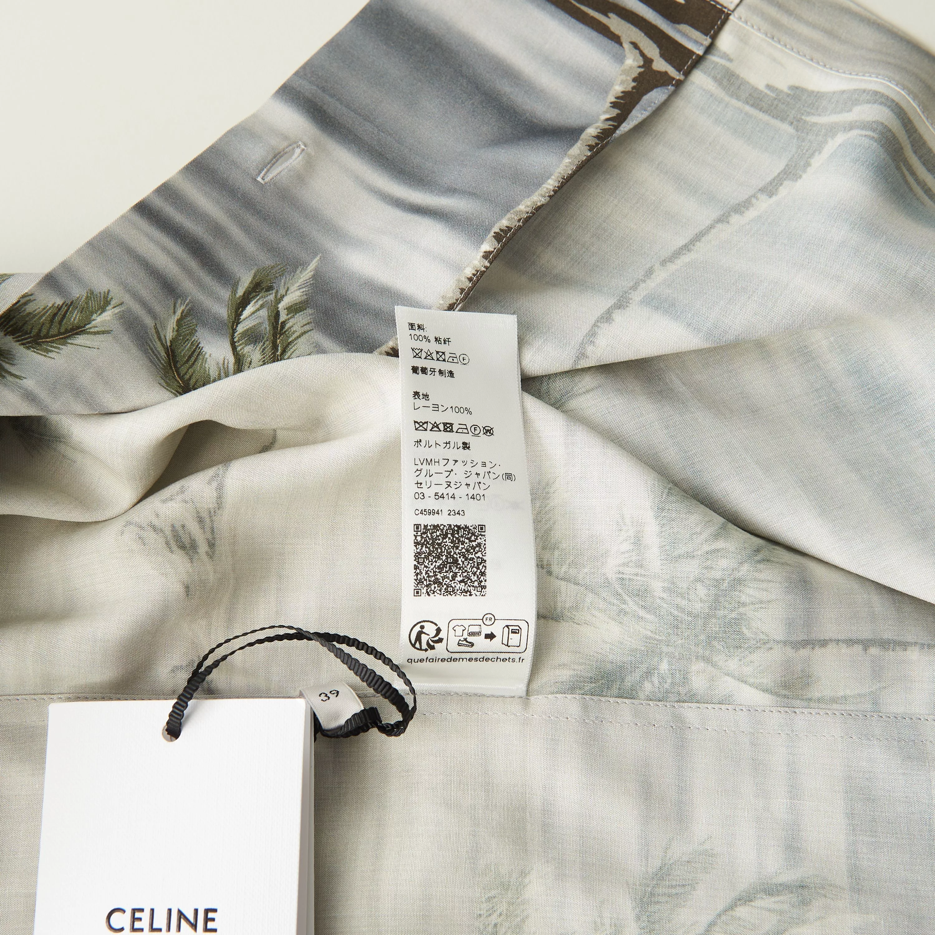 Celine Shirts Button Ups Celine Loose Hawaiian Shirt - Archipelago Print Viscose Gray