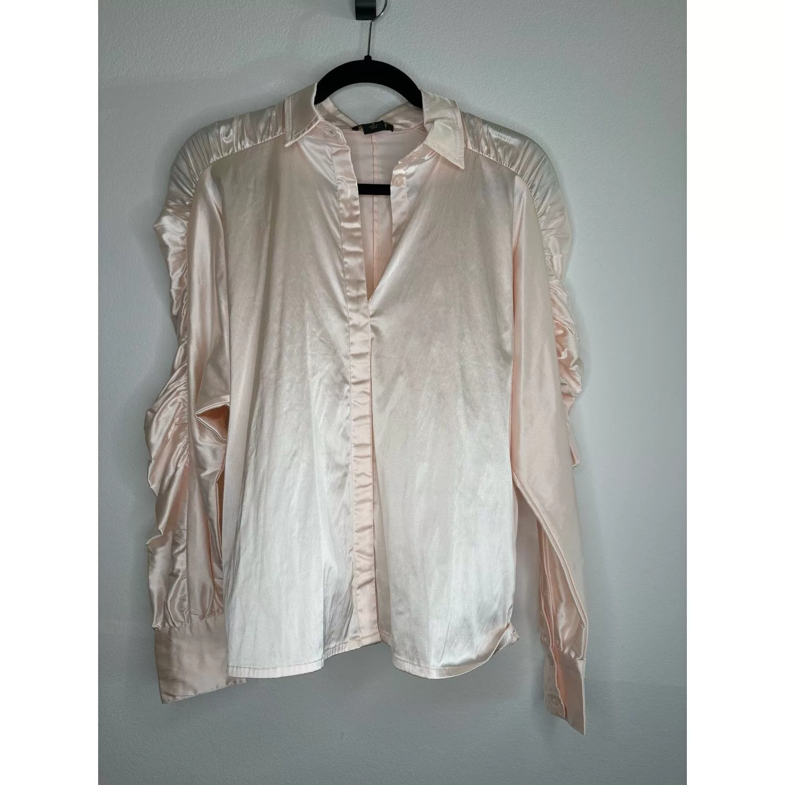 & Other Stories Blouses & Other Stories AS by DF Pink Button Up with Ruching Sleeves